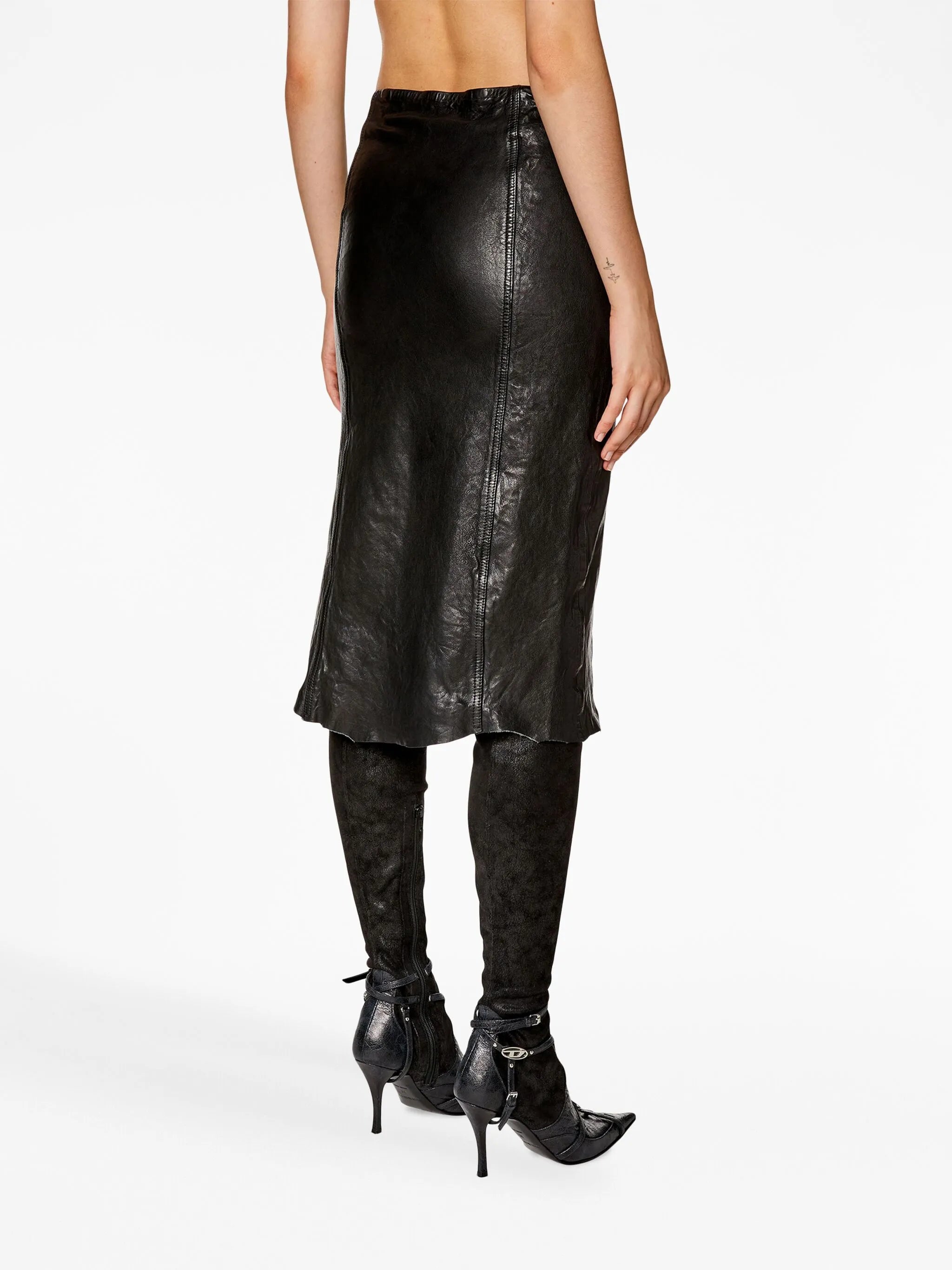 L-Rupa leather midi skirt