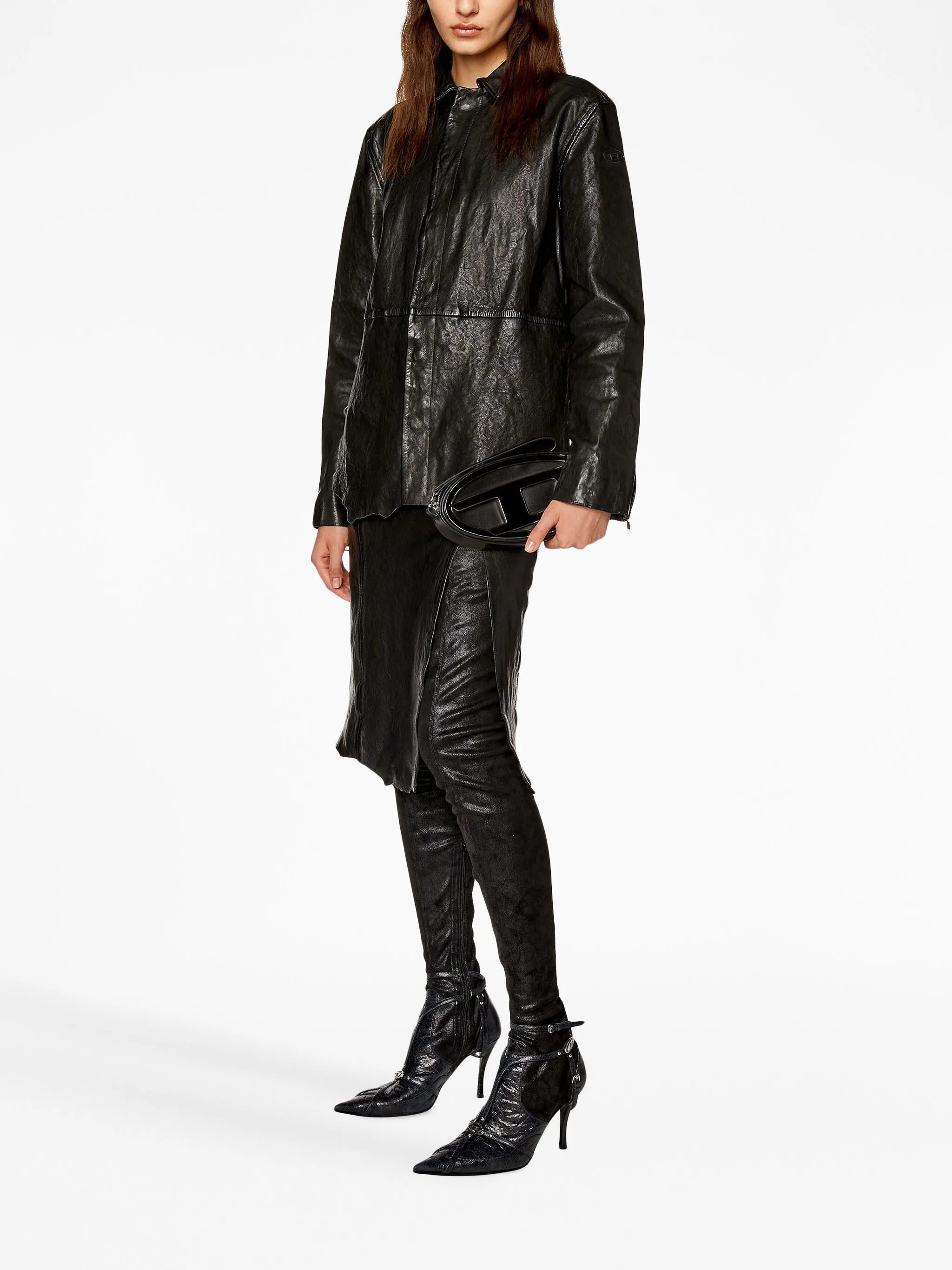L-Rupa leather midi skirt