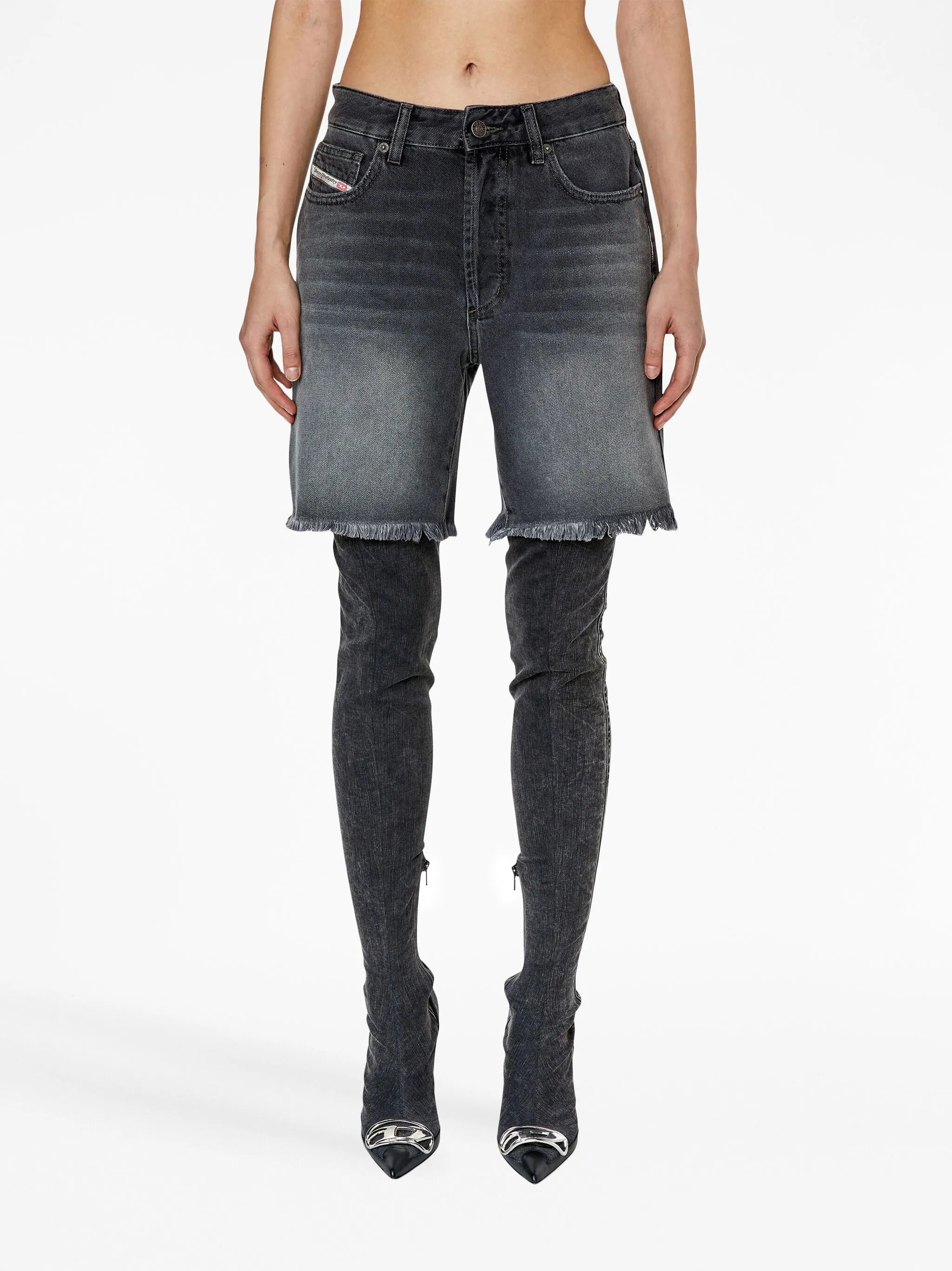 De-Amy frayed-edge denim shorts