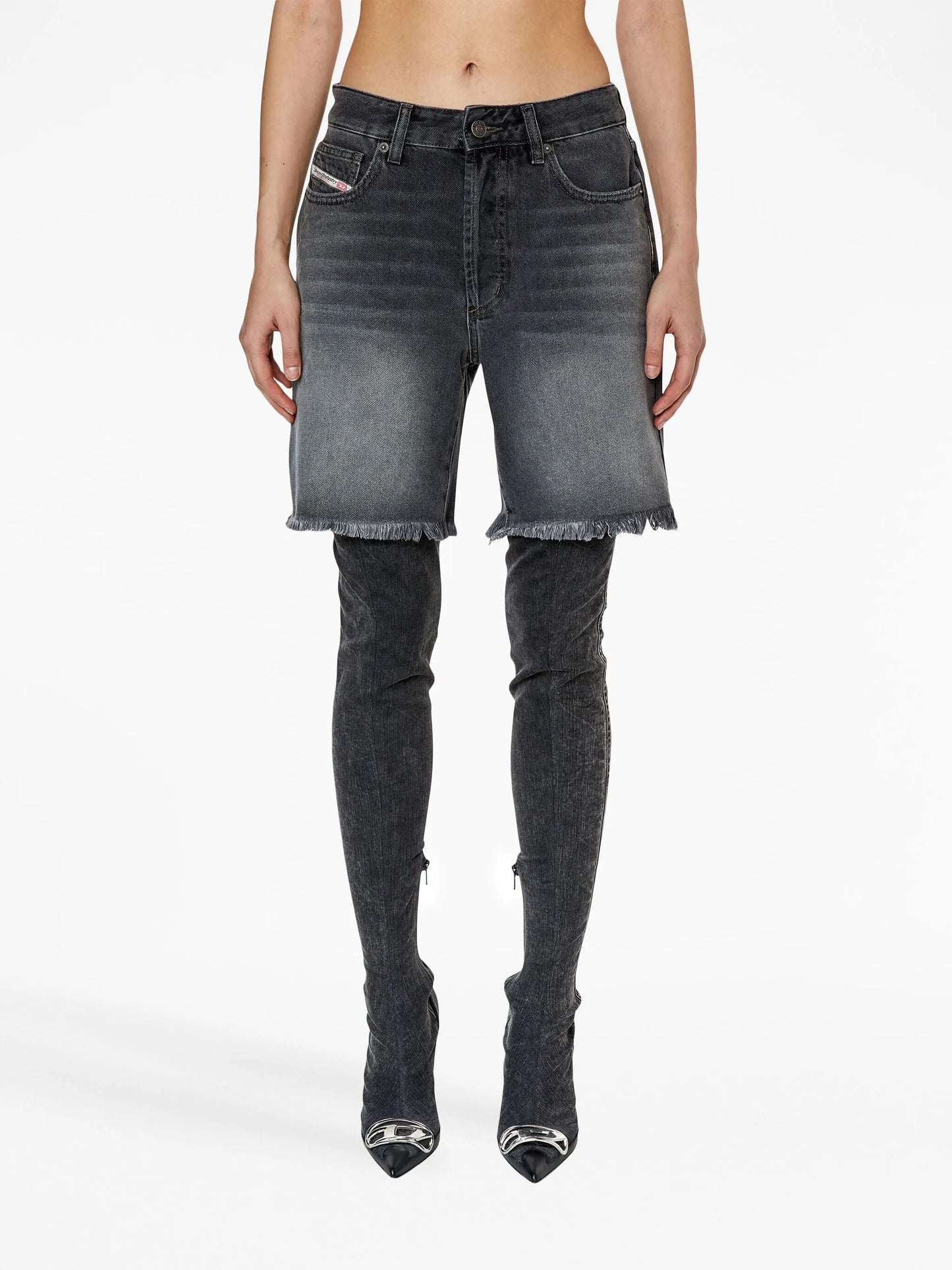 De-Amy frayed-edge denim shorts