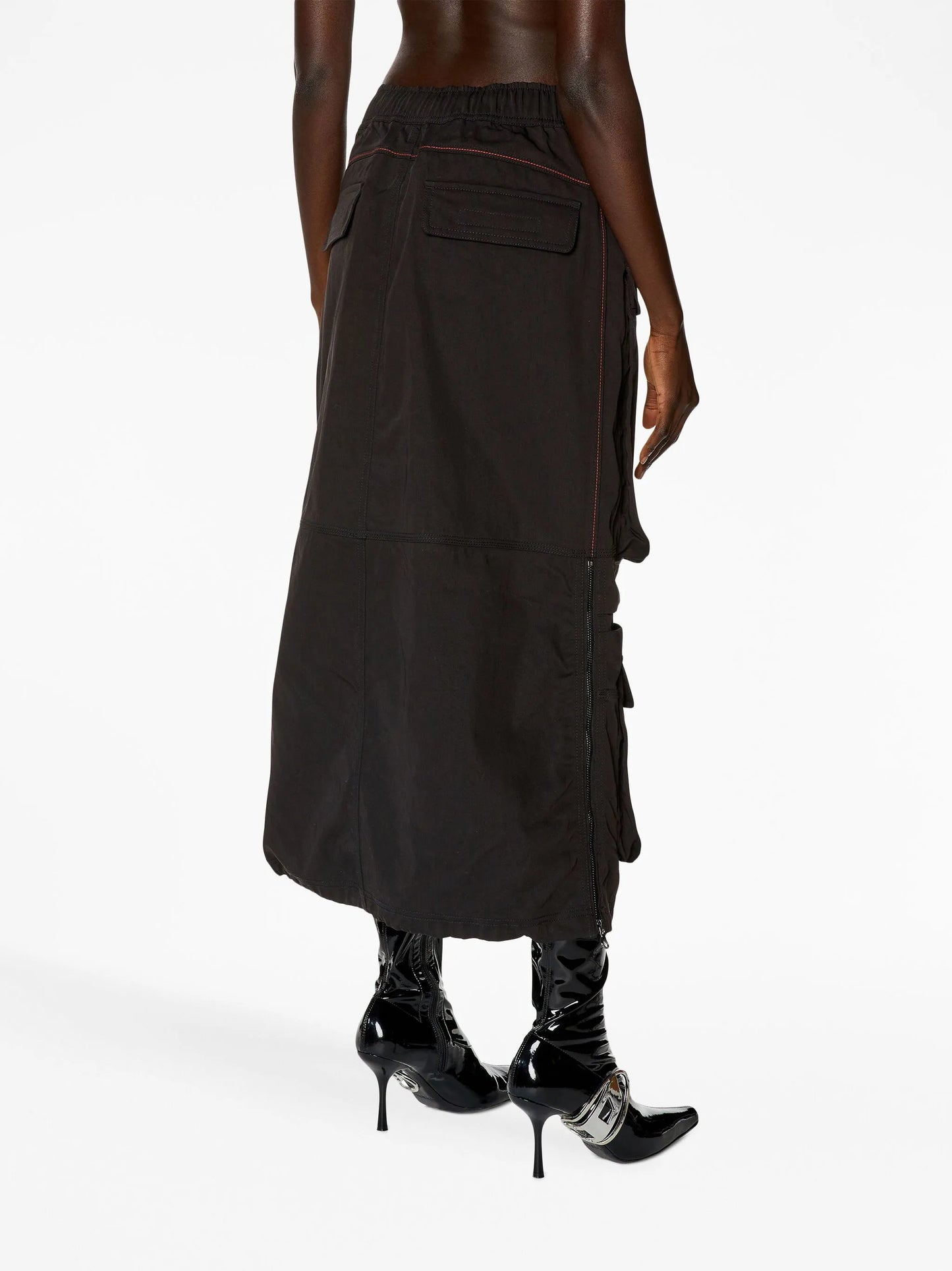 O-Mirt cargo-pocket elasticated midi skirt