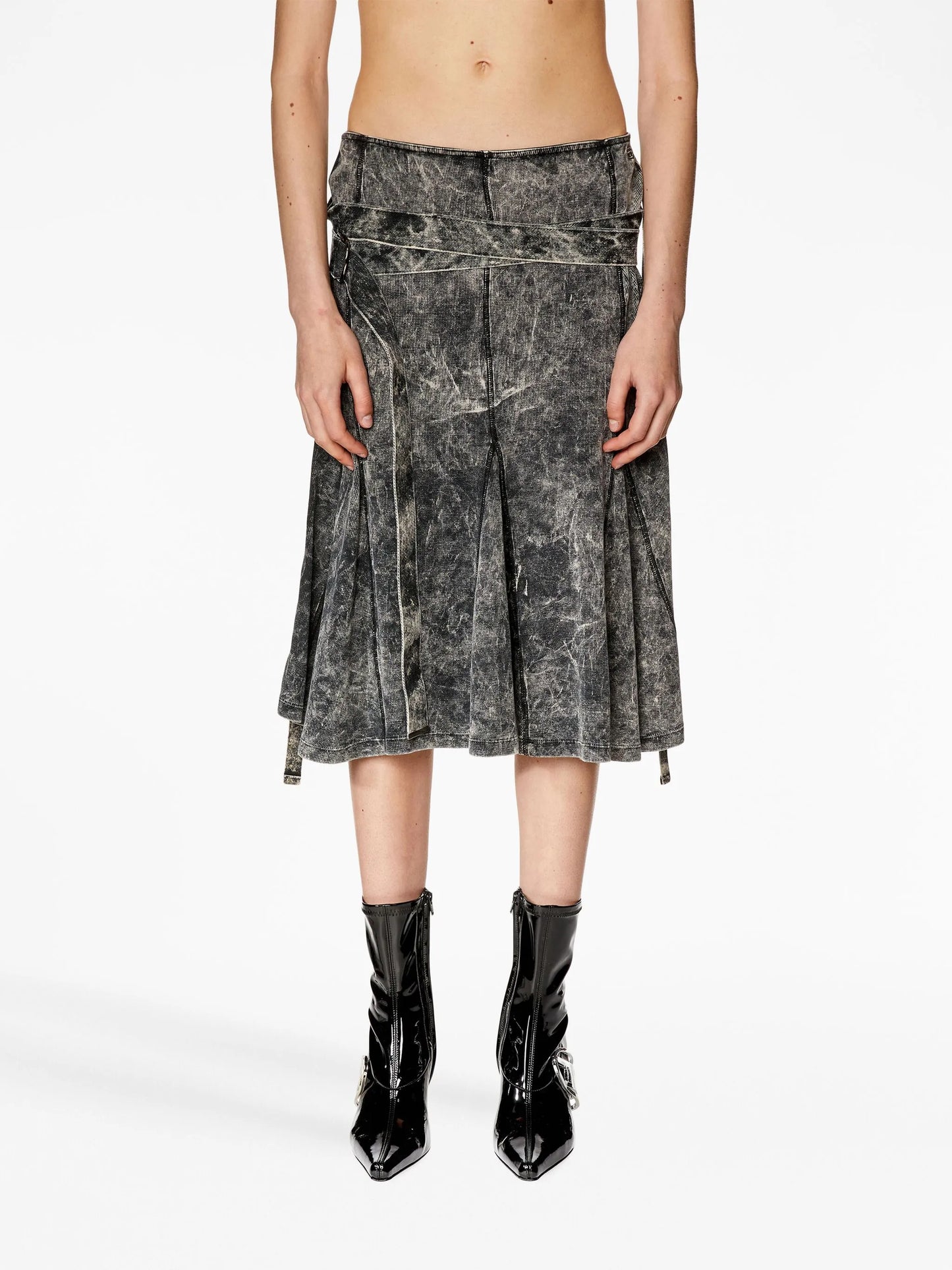 O-Venus double-belt pleated skirt