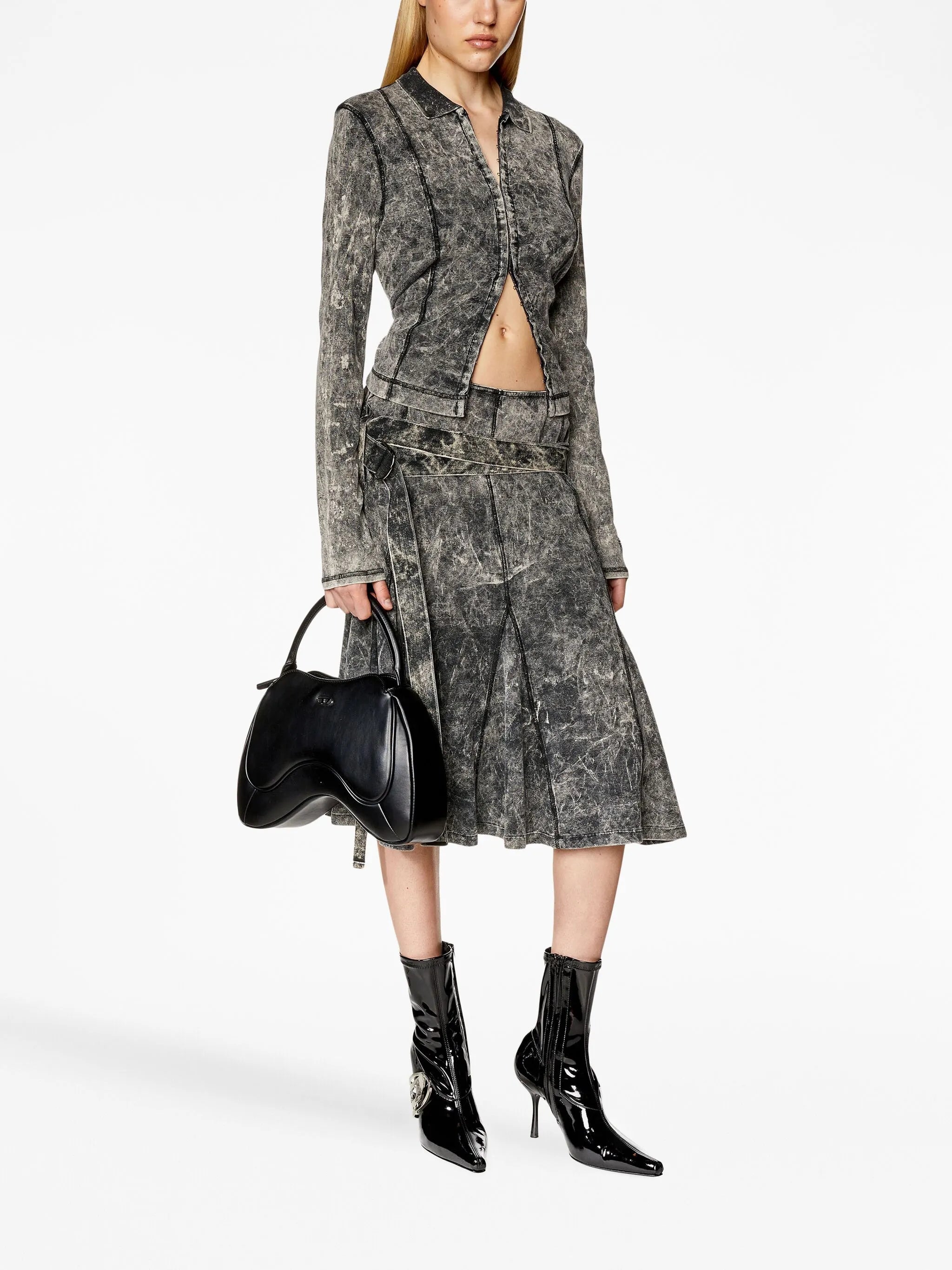 O-Venus double-belt pleated skirt