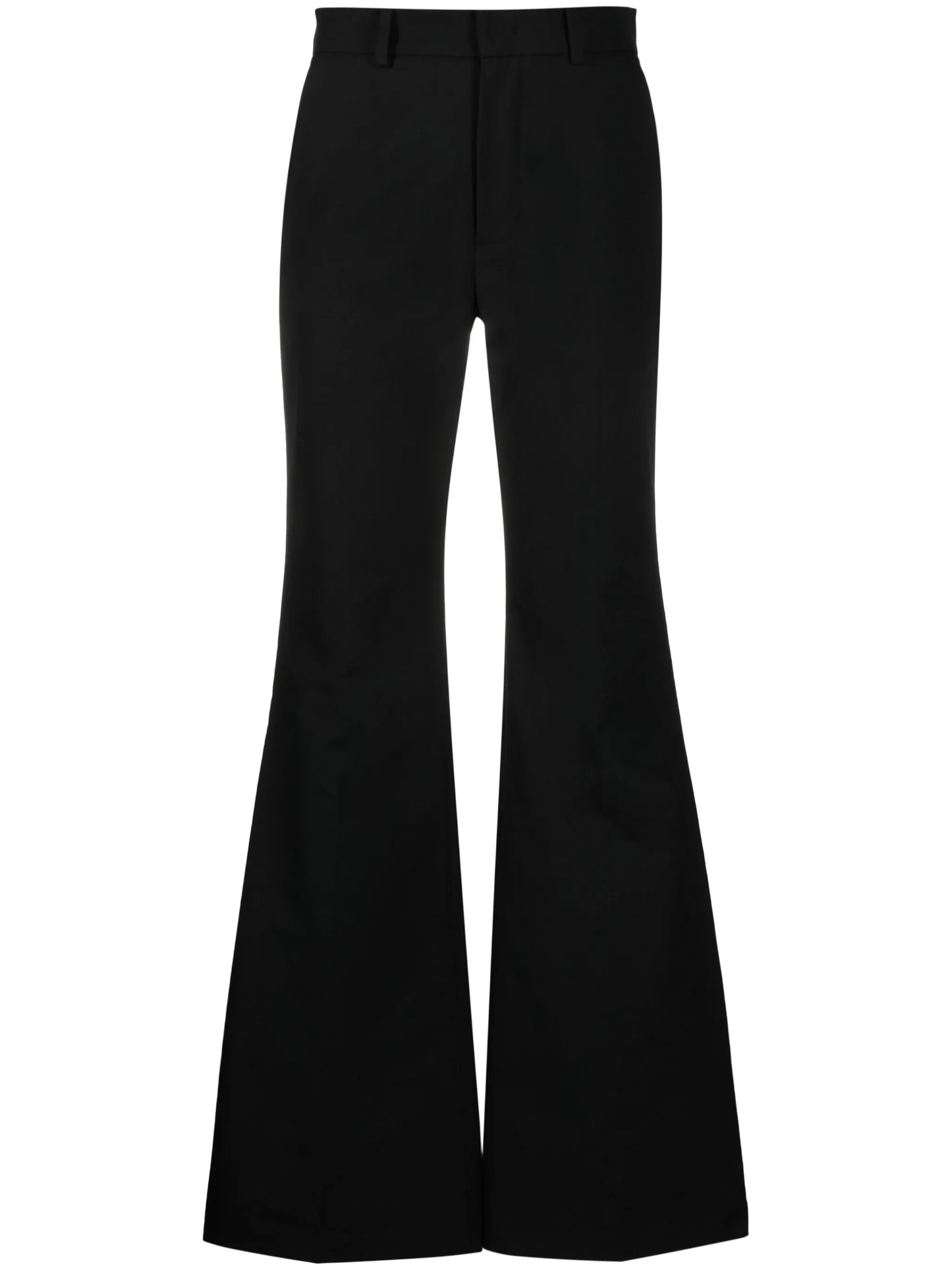flared stretch-cotton trousers