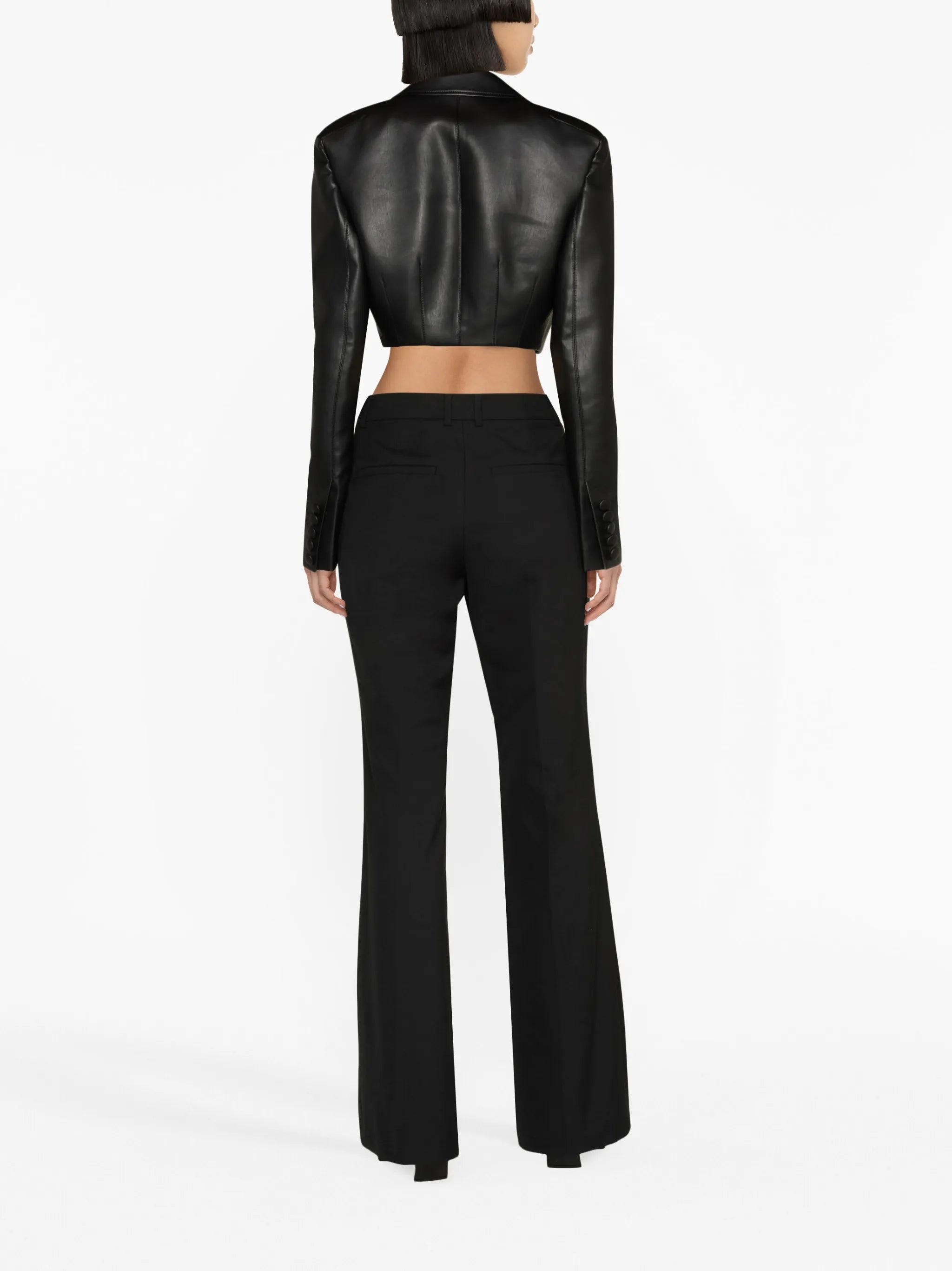 flared stretch-cotton trousers