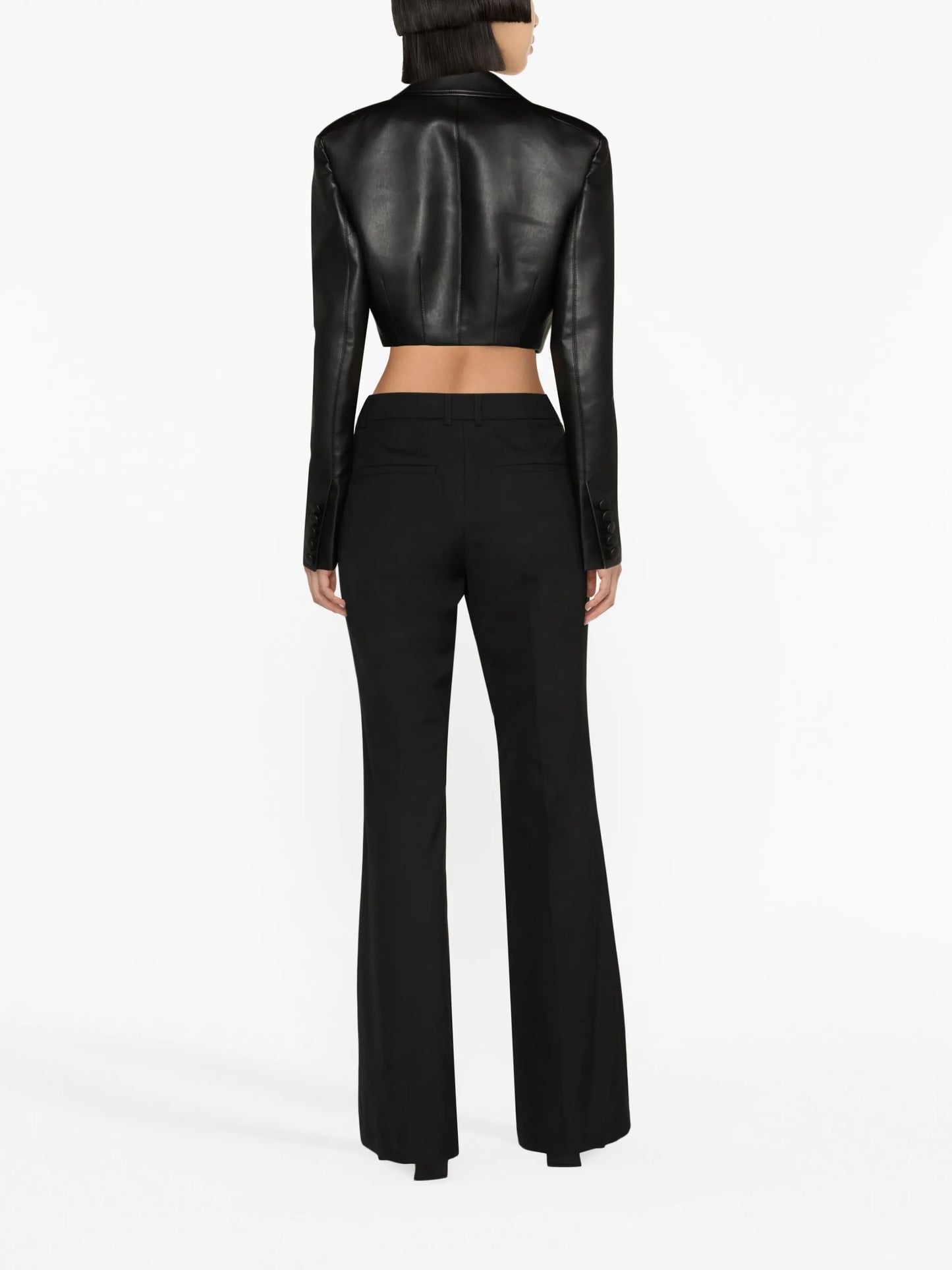 flared stretch-cotton trousers