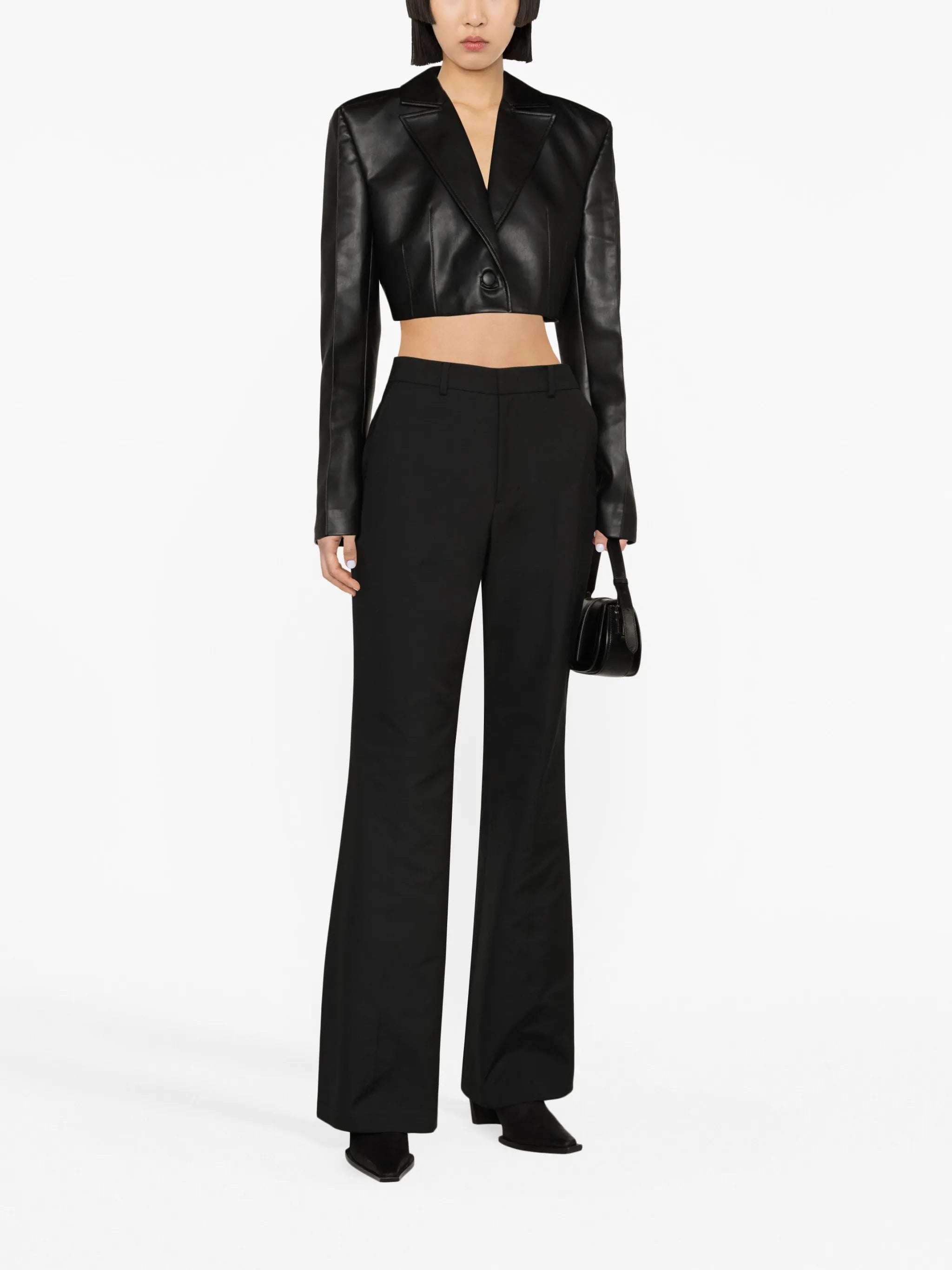 flared stretch-cotton trousers