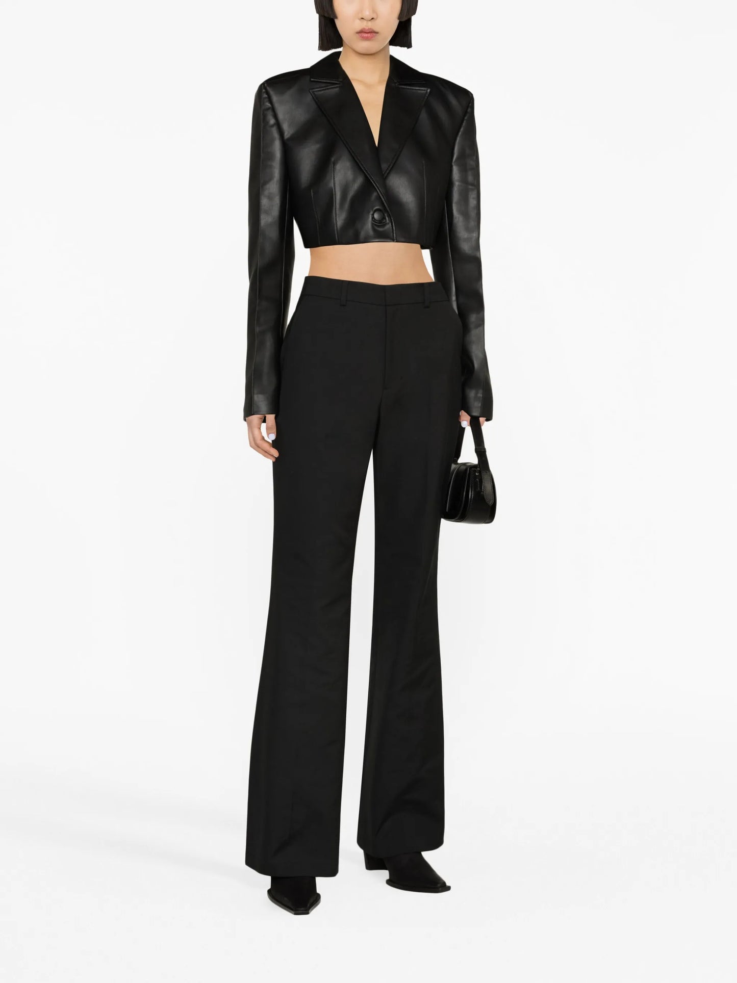 flared stretch-cotton trousers