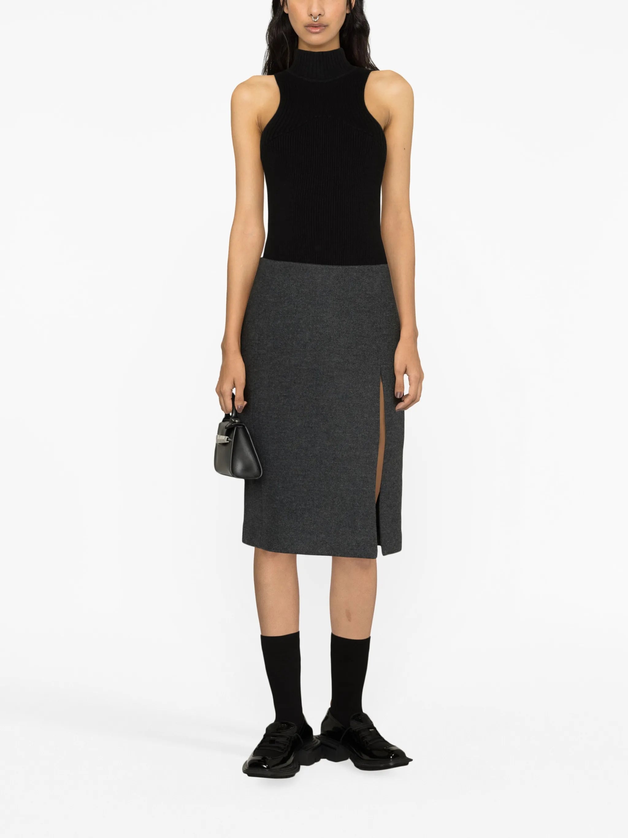 wool-blend pencil skirt