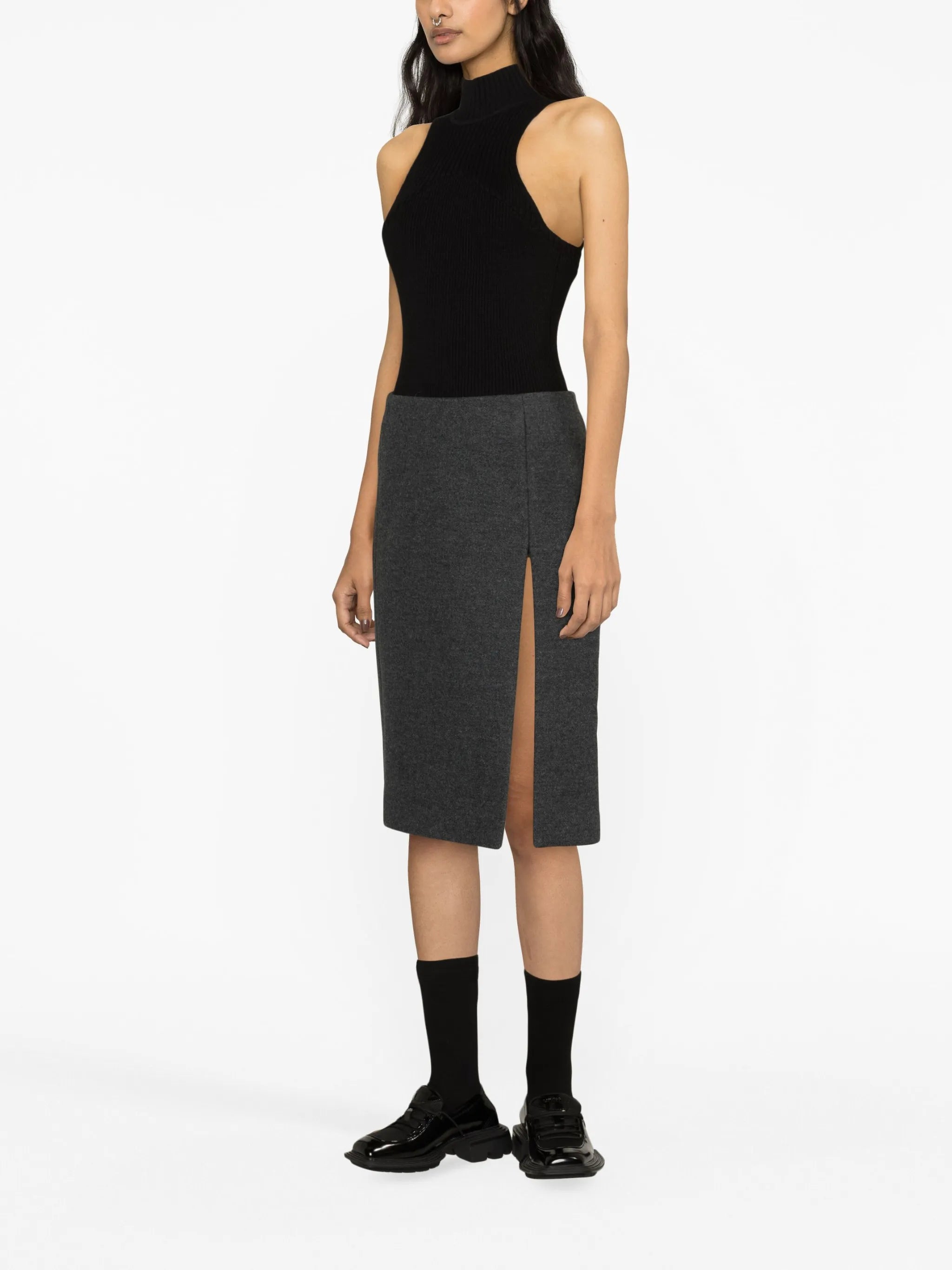 wool-blend pencil skirt