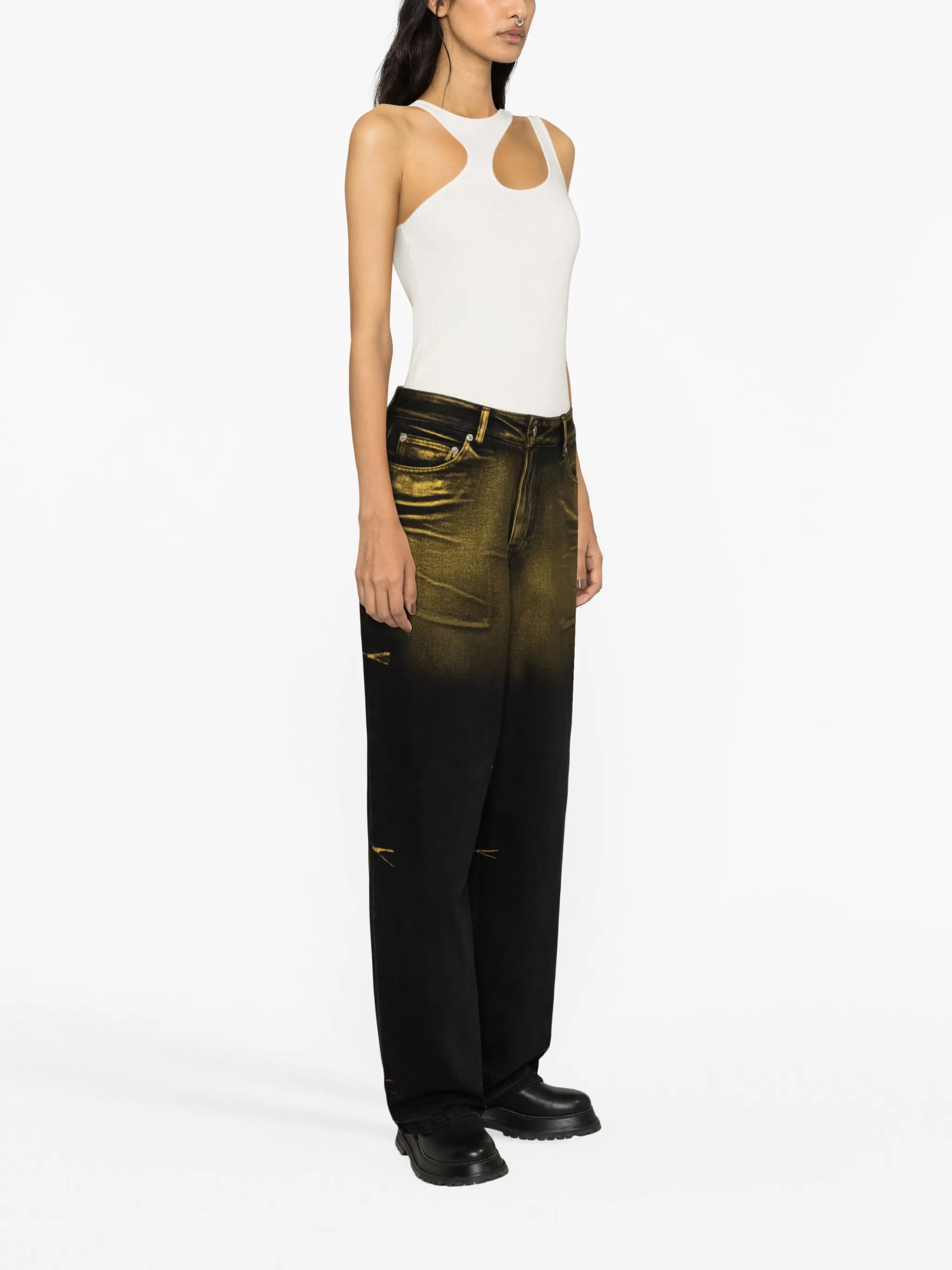 wide-leg gradient jeans
