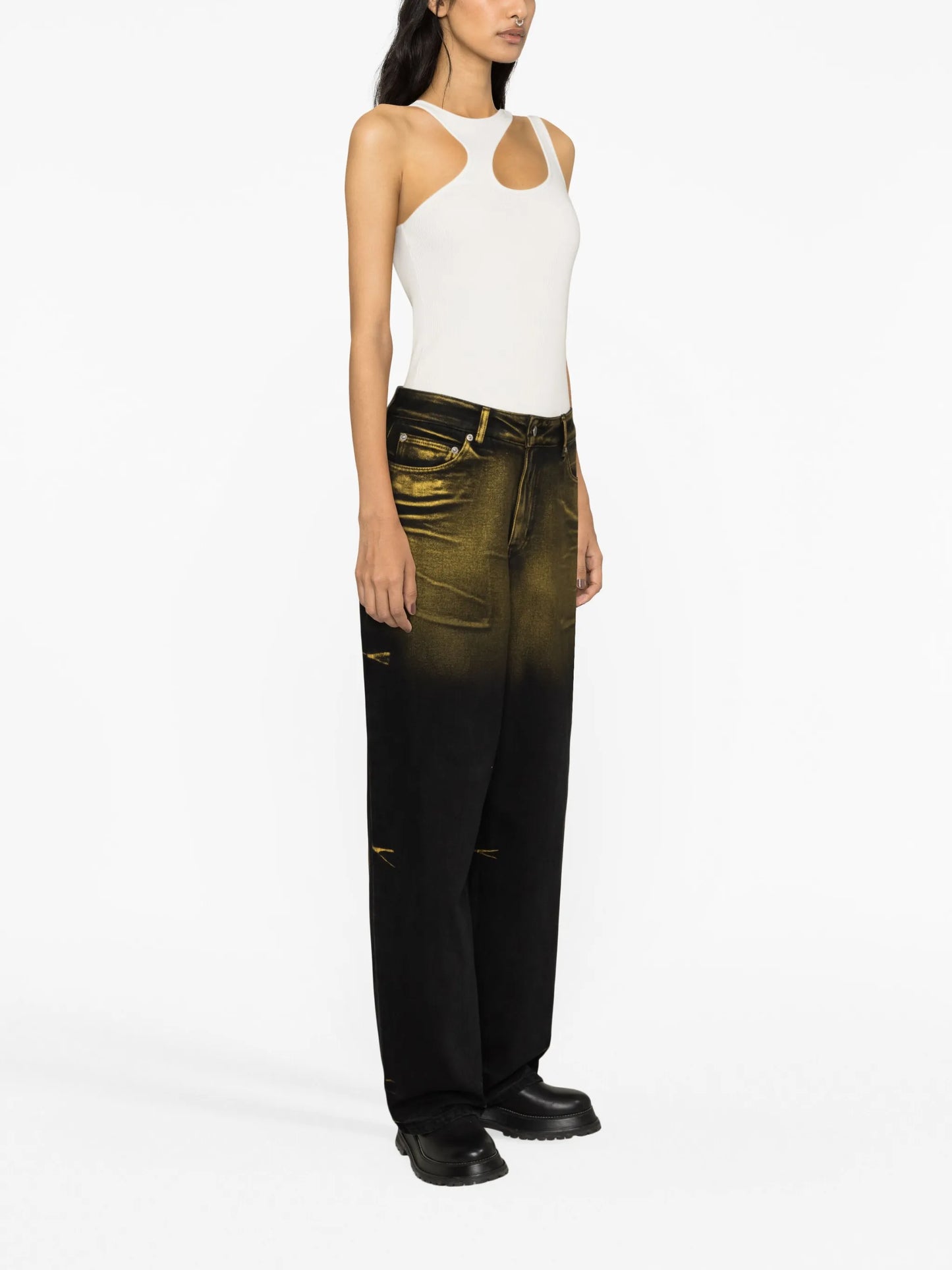 wide-leg gradient jeans