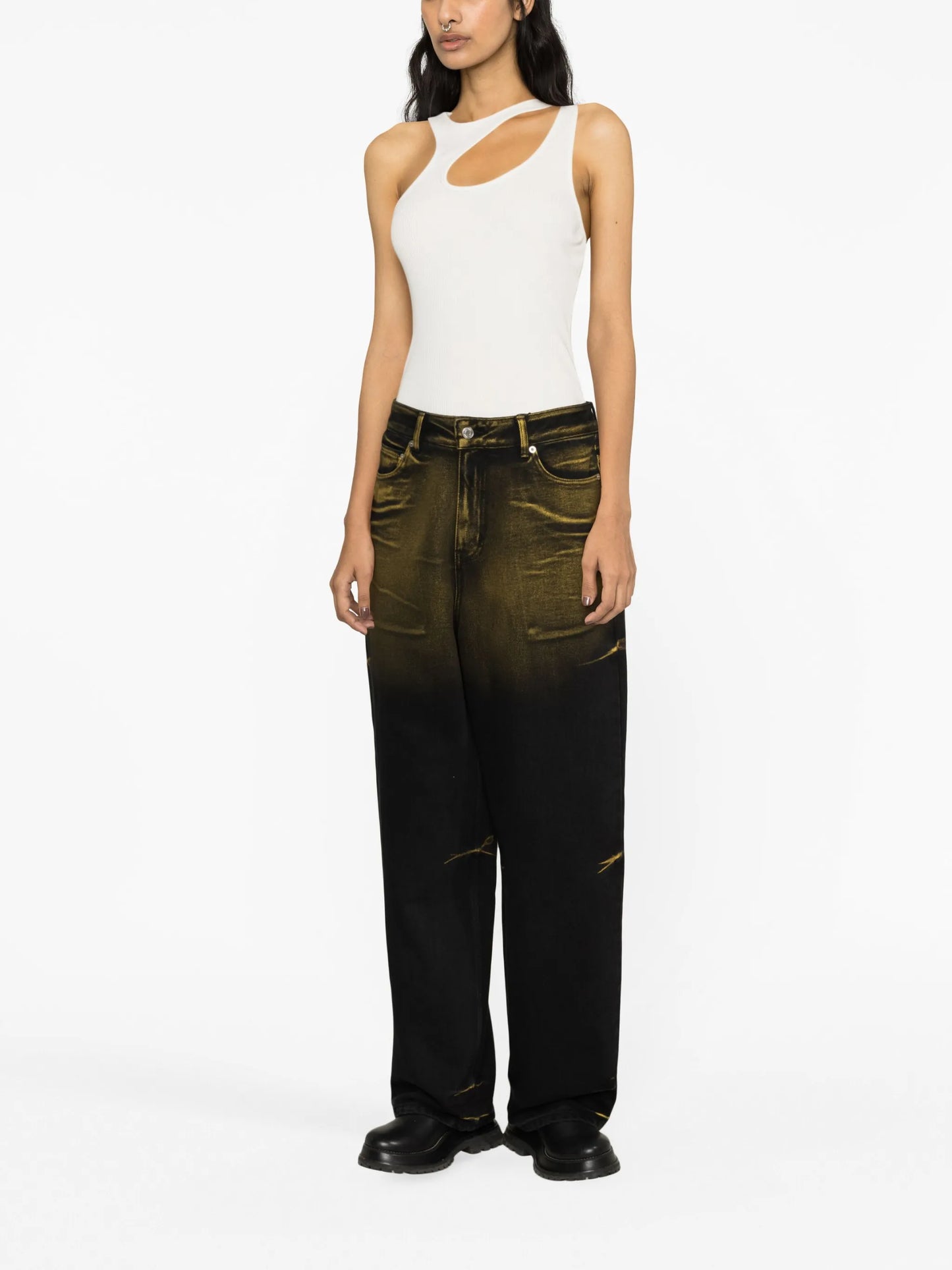wide-leg gradient jeans