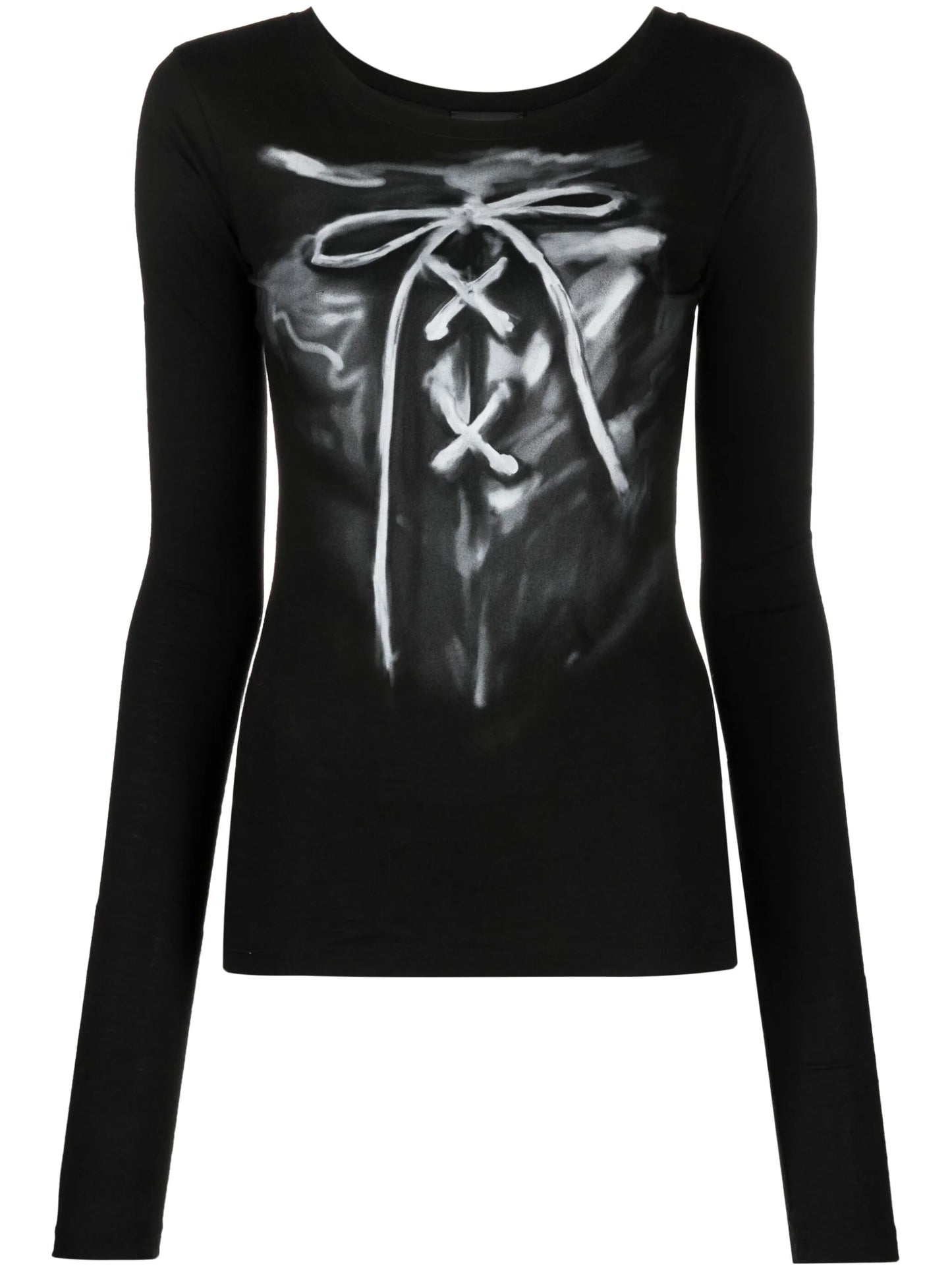 ribbon-print cotton T-shirt