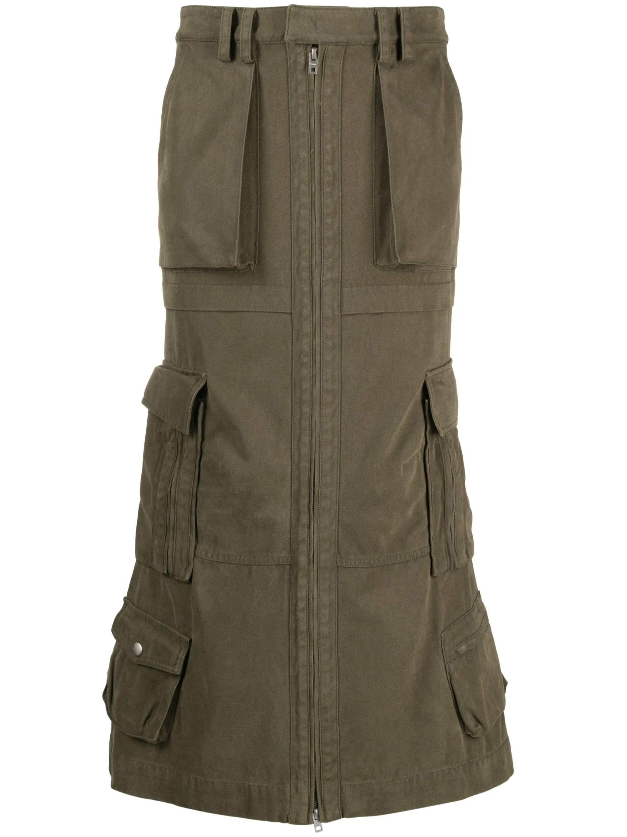 multiple cargo-pocket cotton skirt