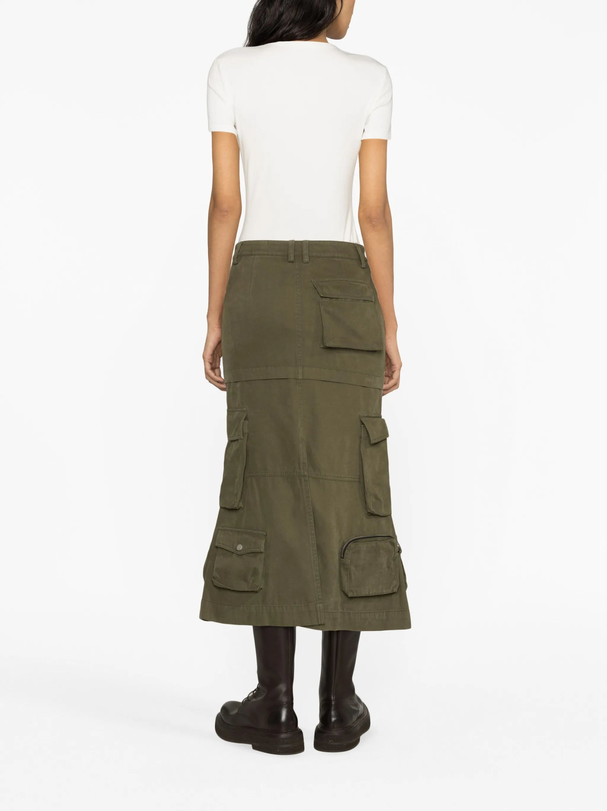 multiple cargo-pocket cotton skirt