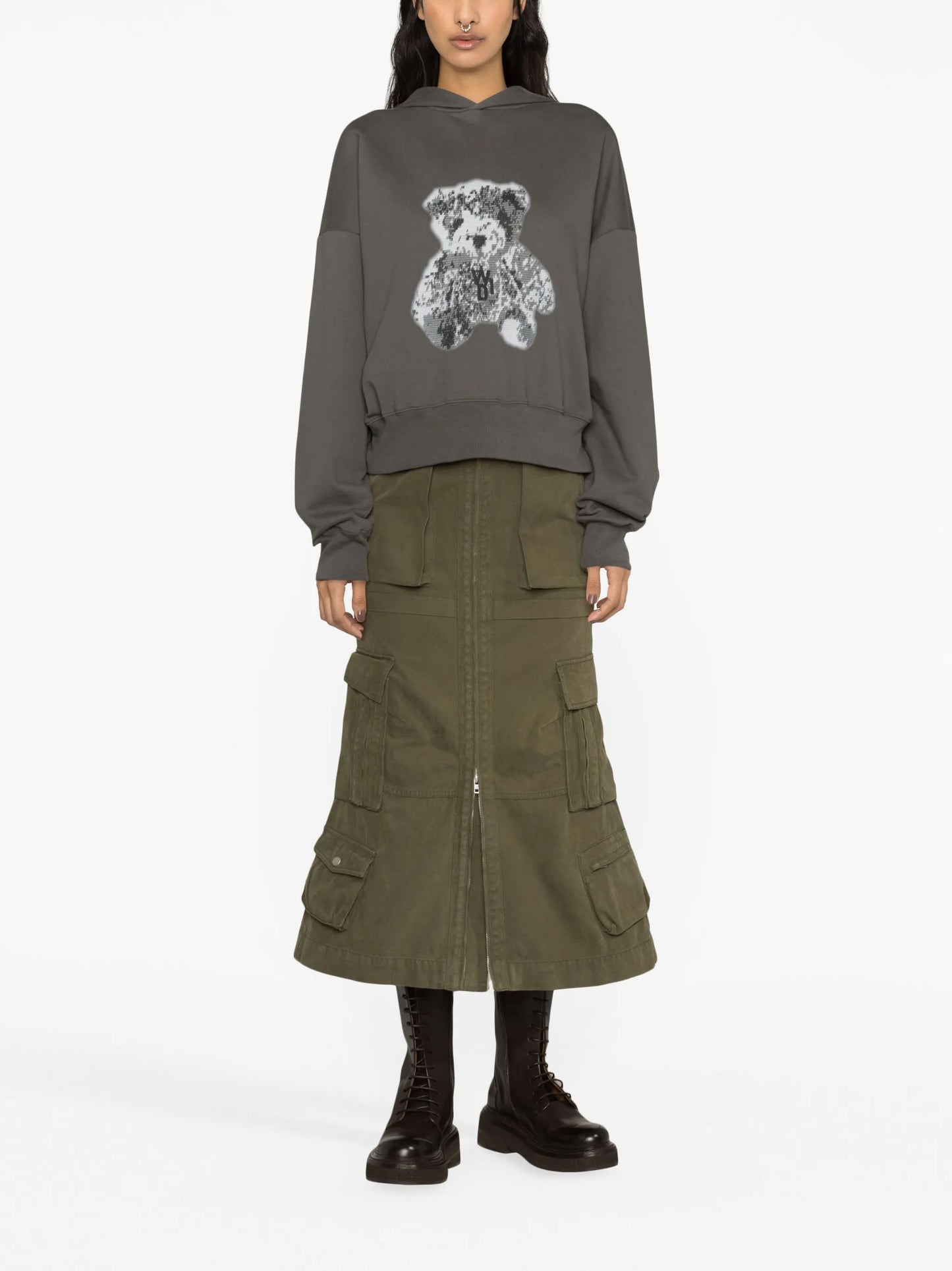 multiple cargo-pocket cotton skirt