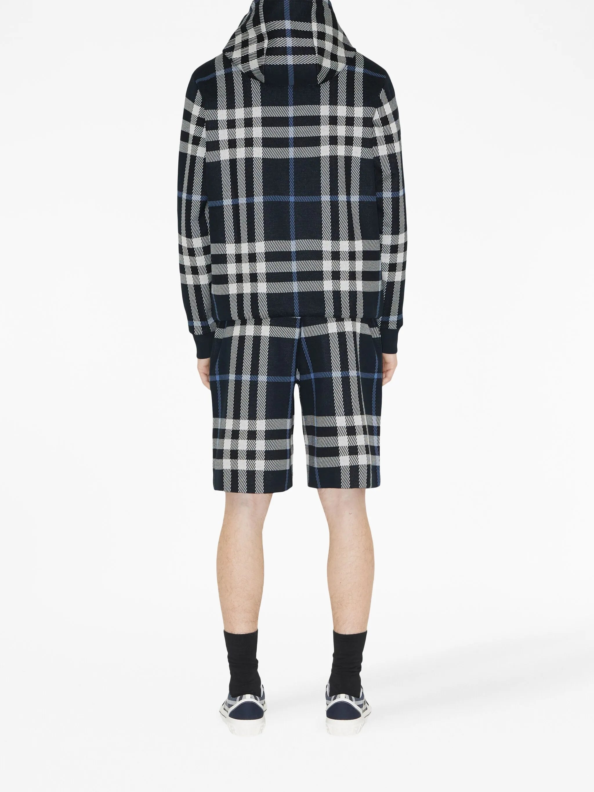 check-pattern straight-leg shorts