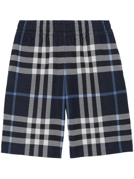 check-pattern straight-leg shorts