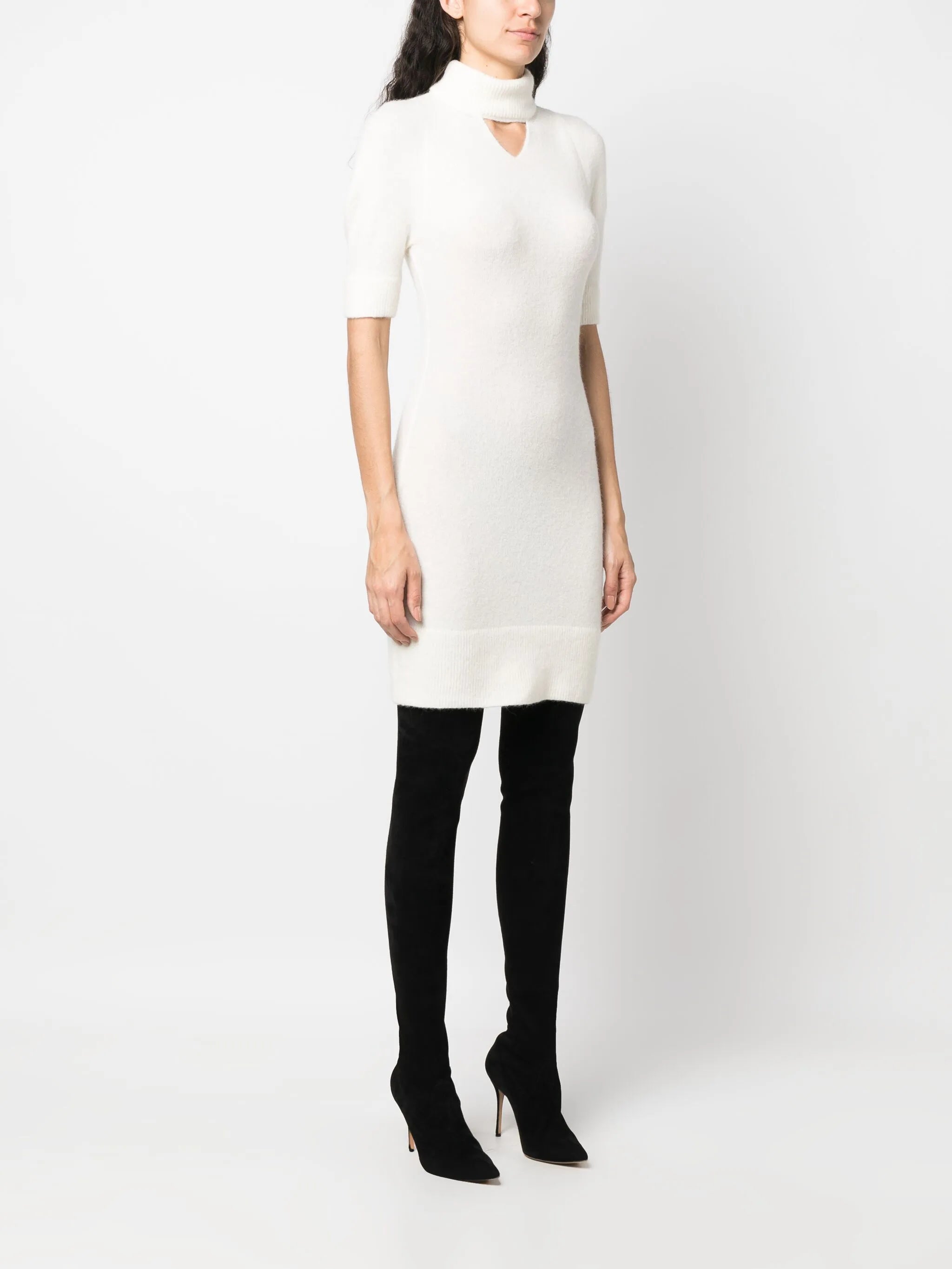 cut-out alpaca-blend minidress