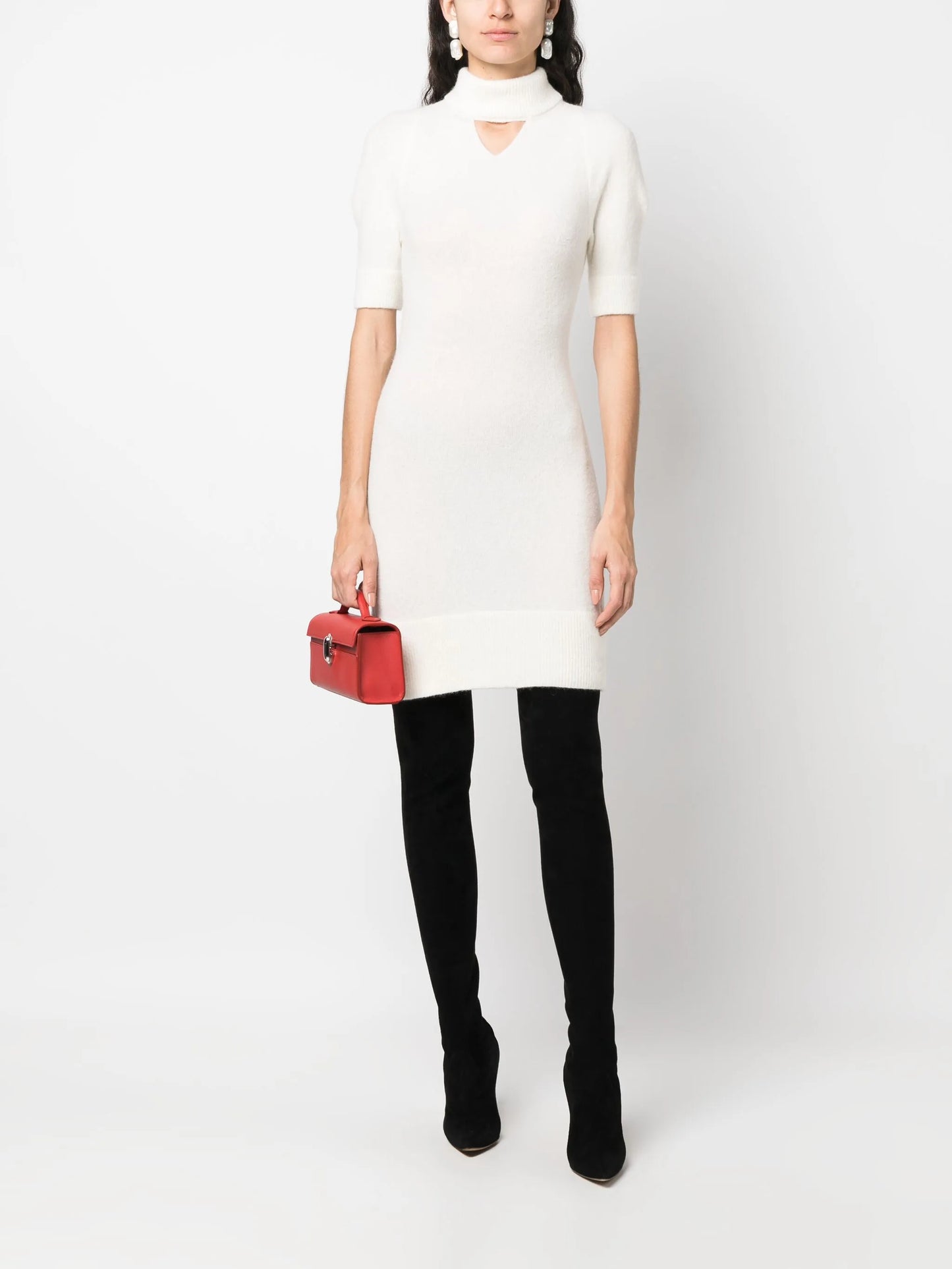 cut-out alpaca-blend minidress