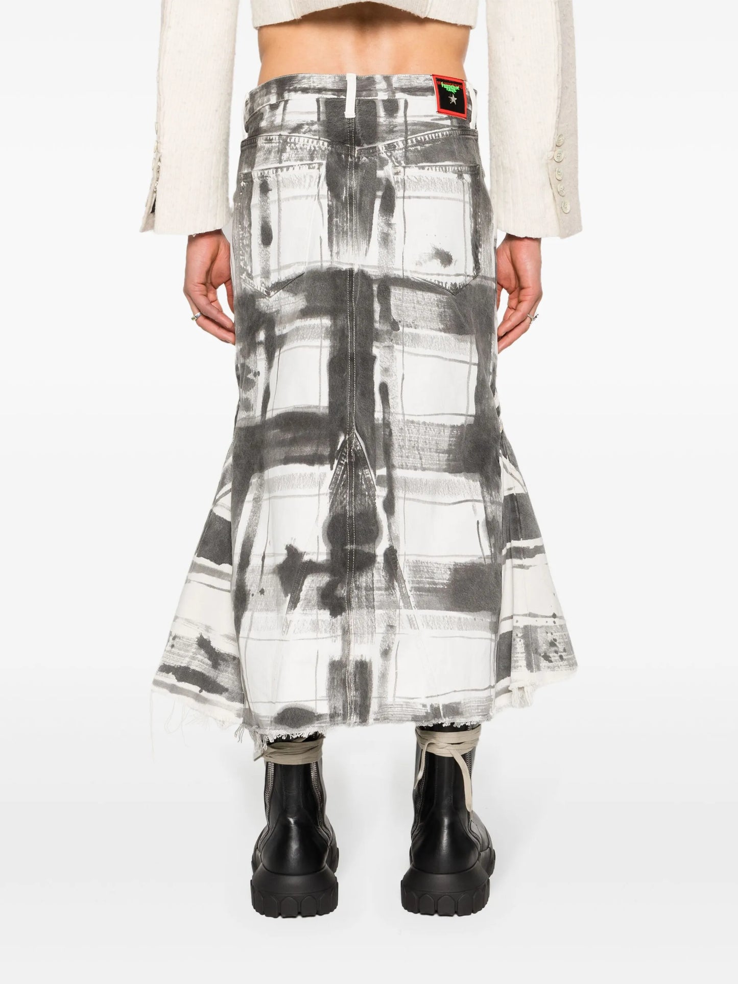 graphic-print denim skirt