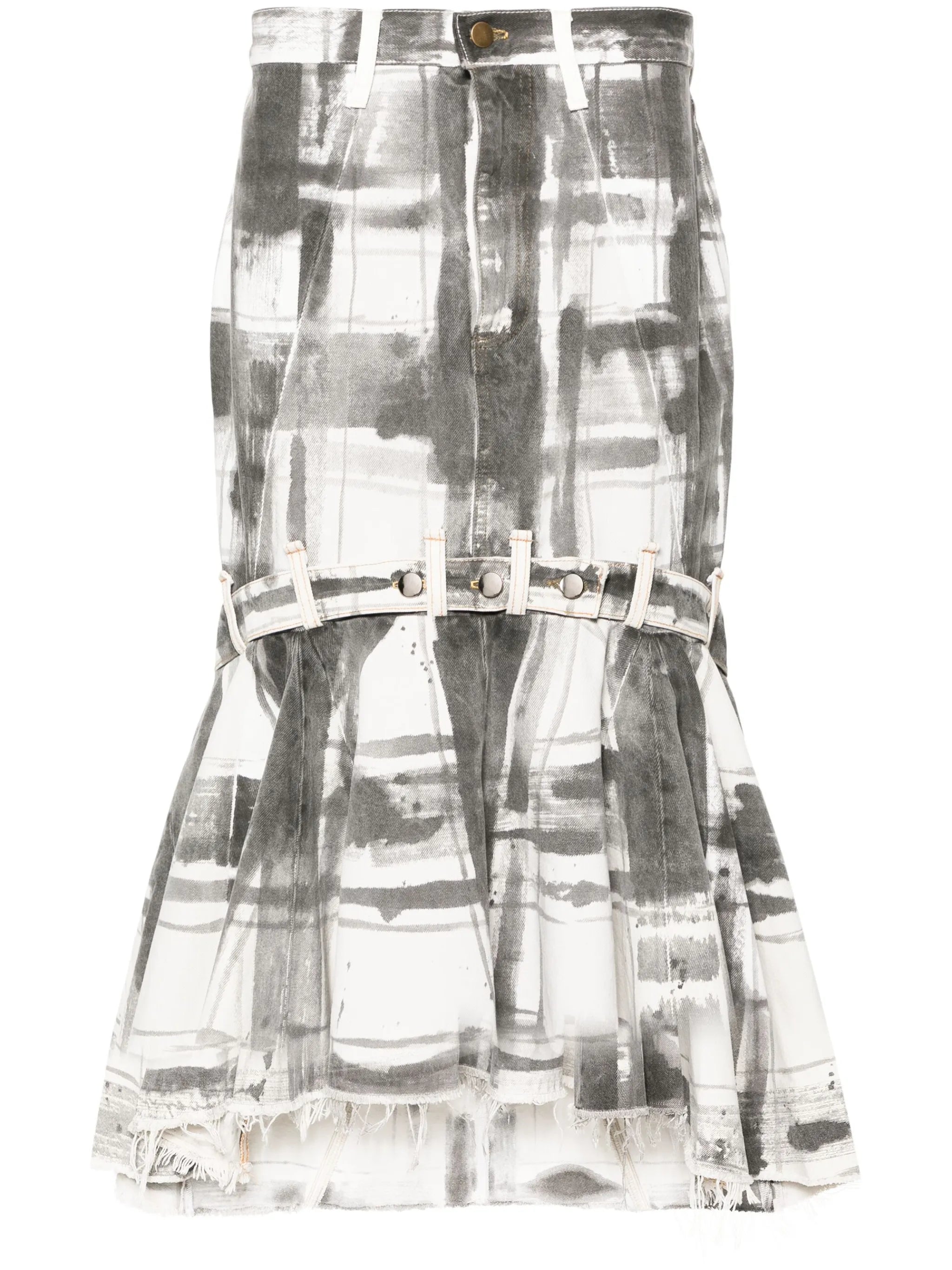 graphic-print denim skirt