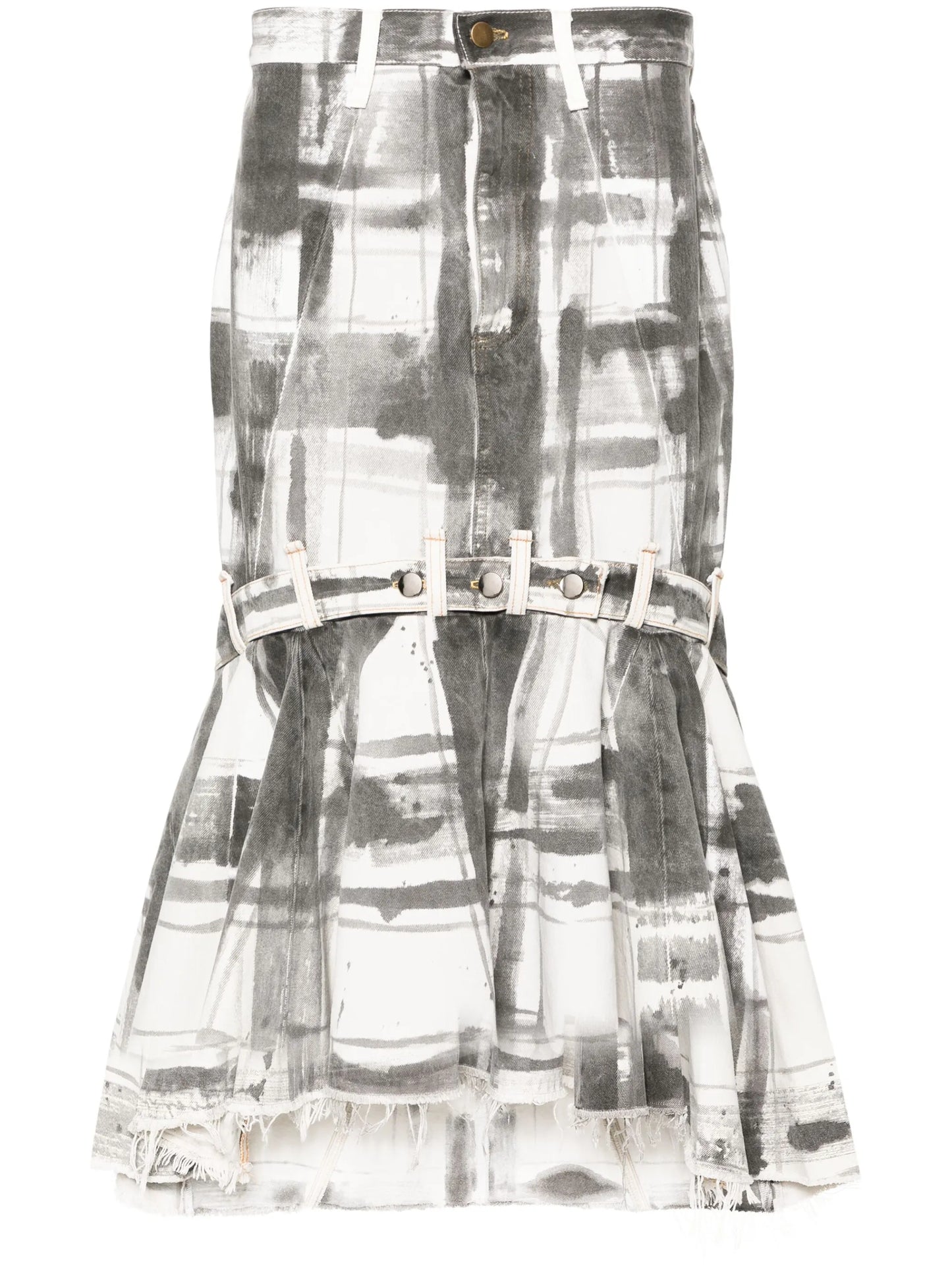 graphic-print denim skirt