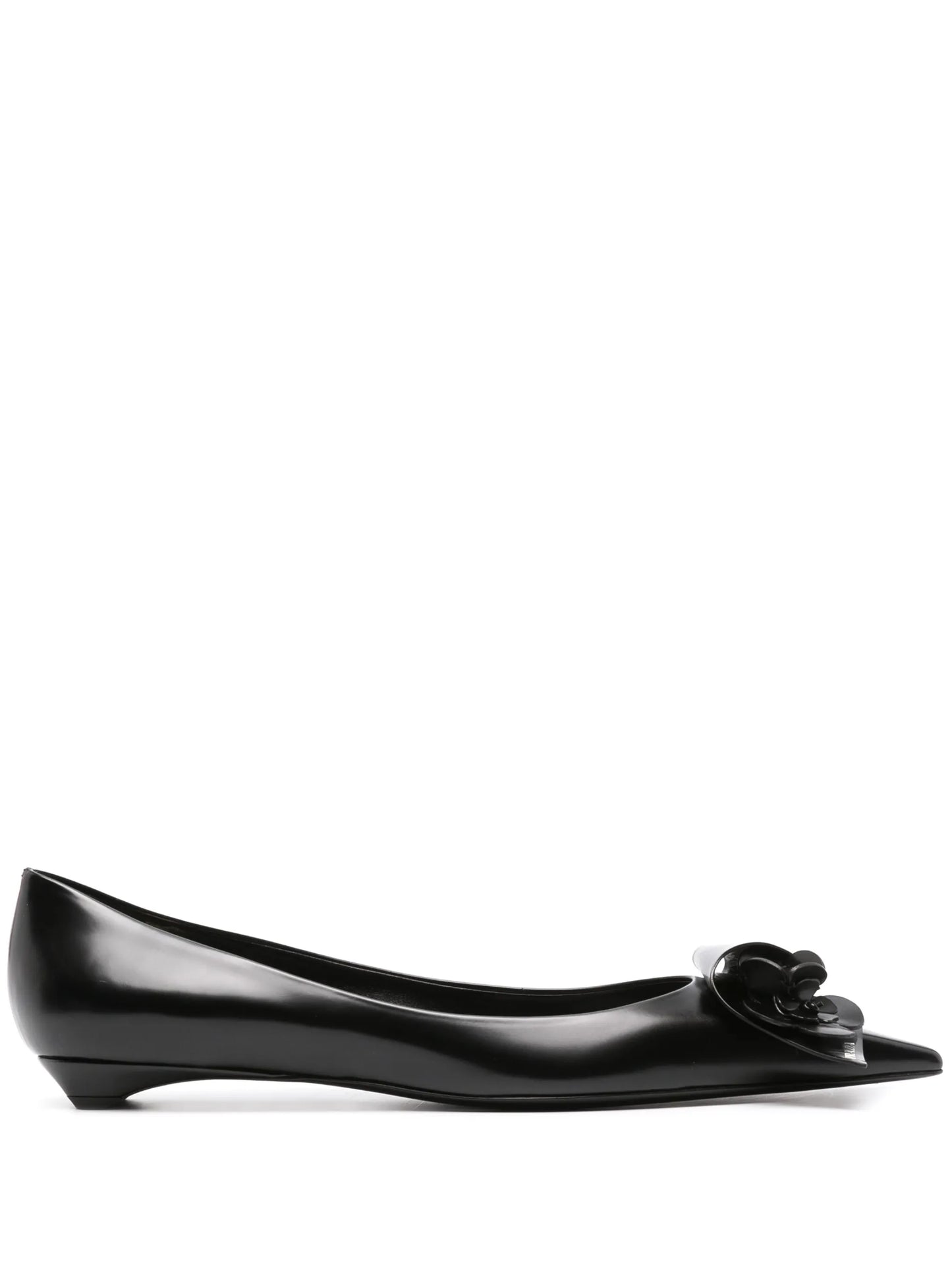 flower-appliqué leather ballerina shoes