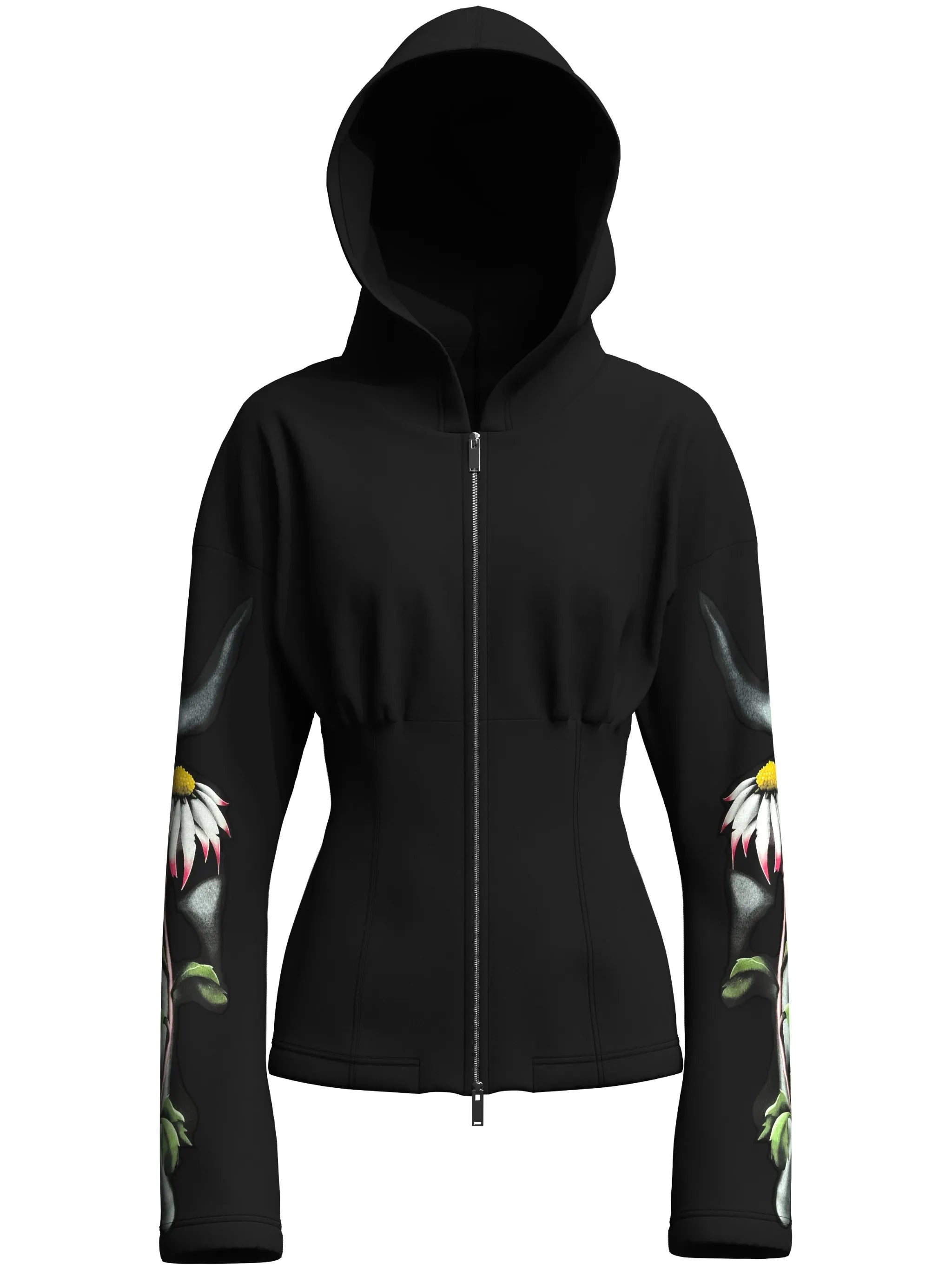 floral-print zip-up hoodie