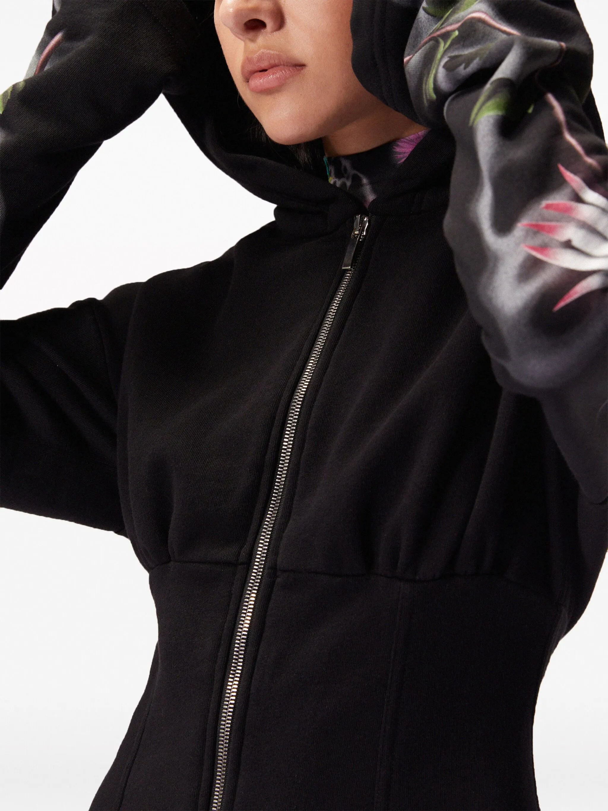 floral-print zip-up hoodie