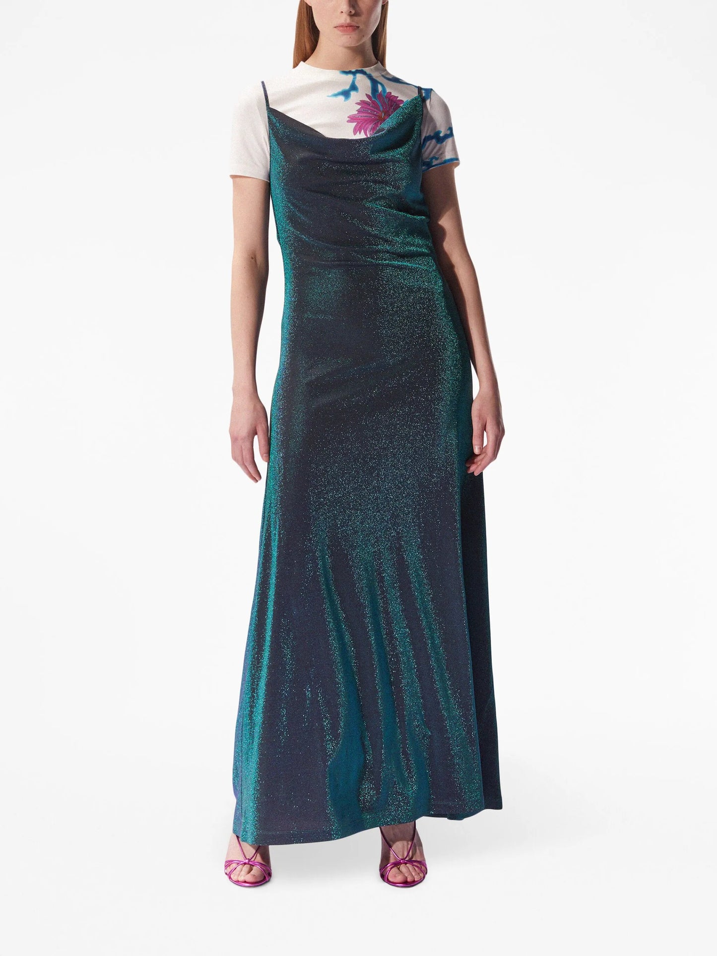 lurex-detail maxi dress