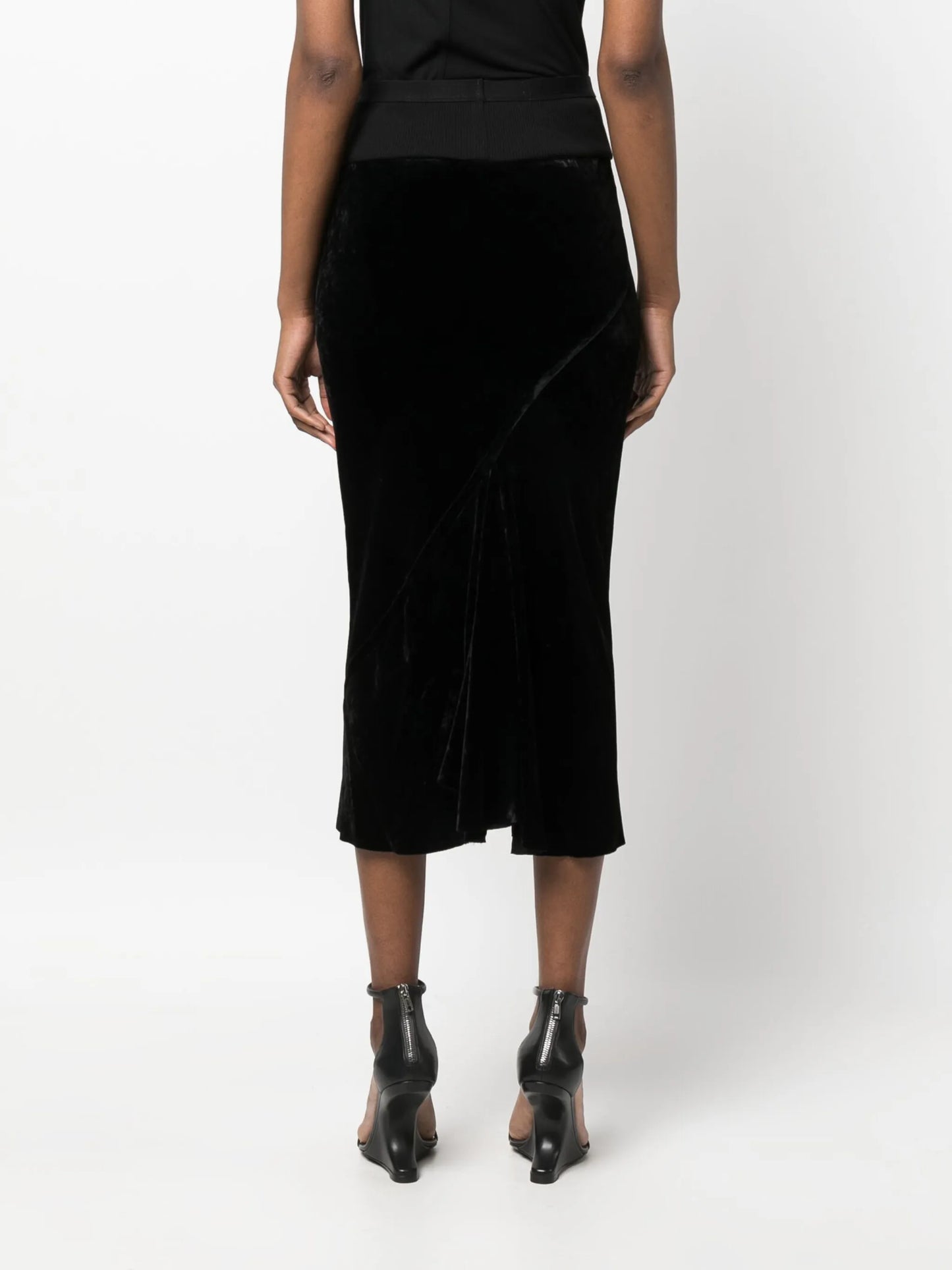 elasticated-waistband pencil midi skirt