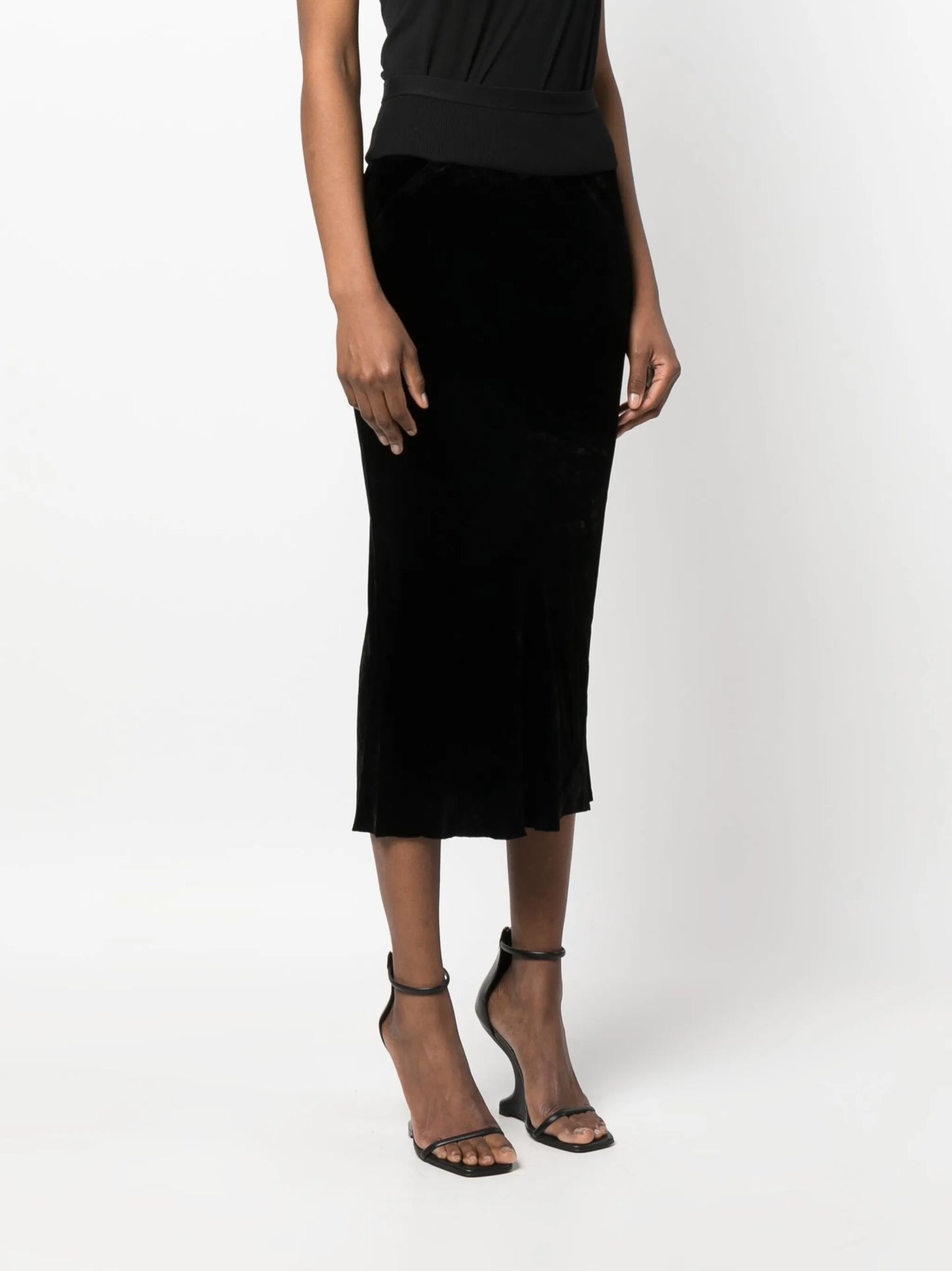 elasticated-waistband pencil midi skirt