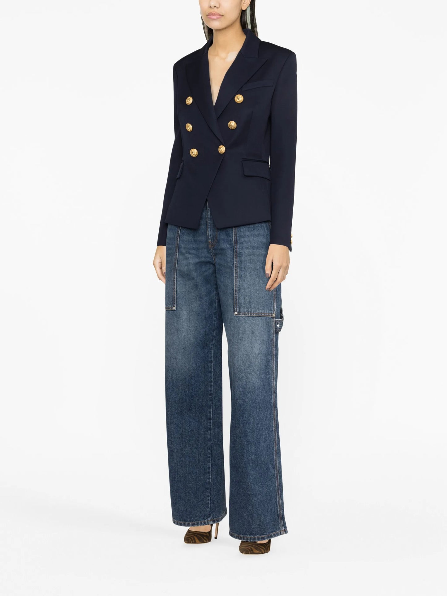 double-breasted wool blazer