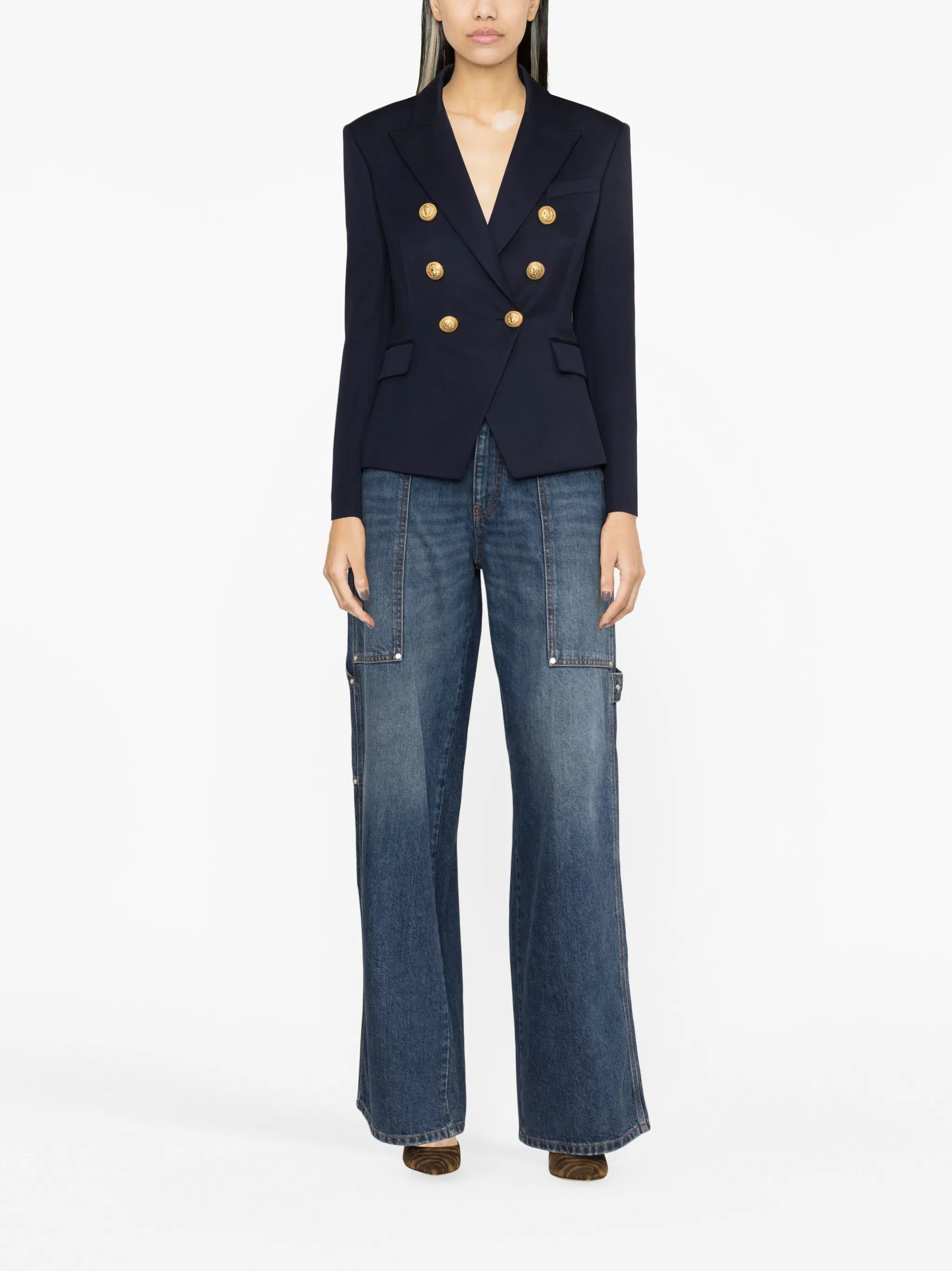 double-breasted wool blazer