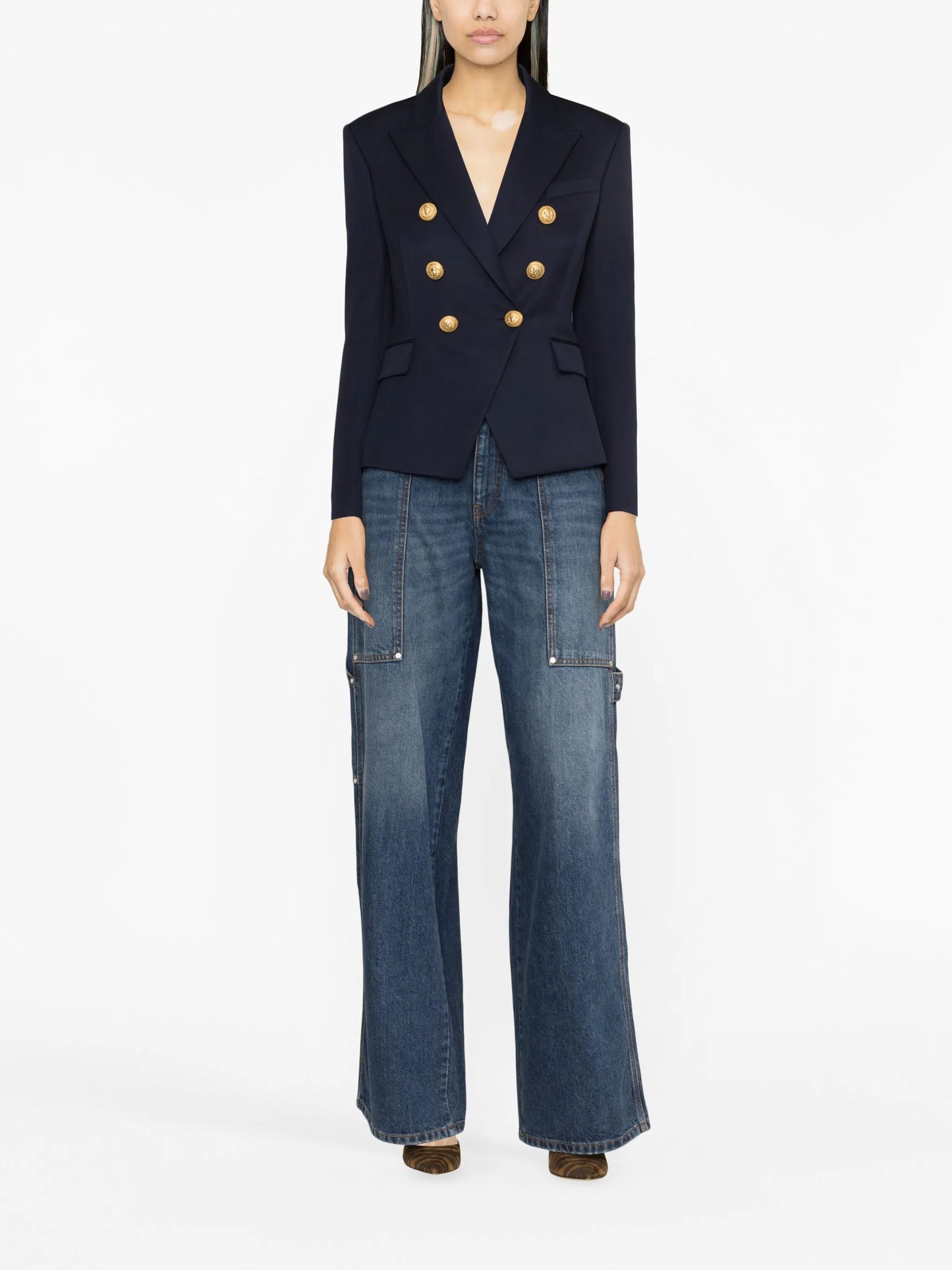 double-breasted wool blazer