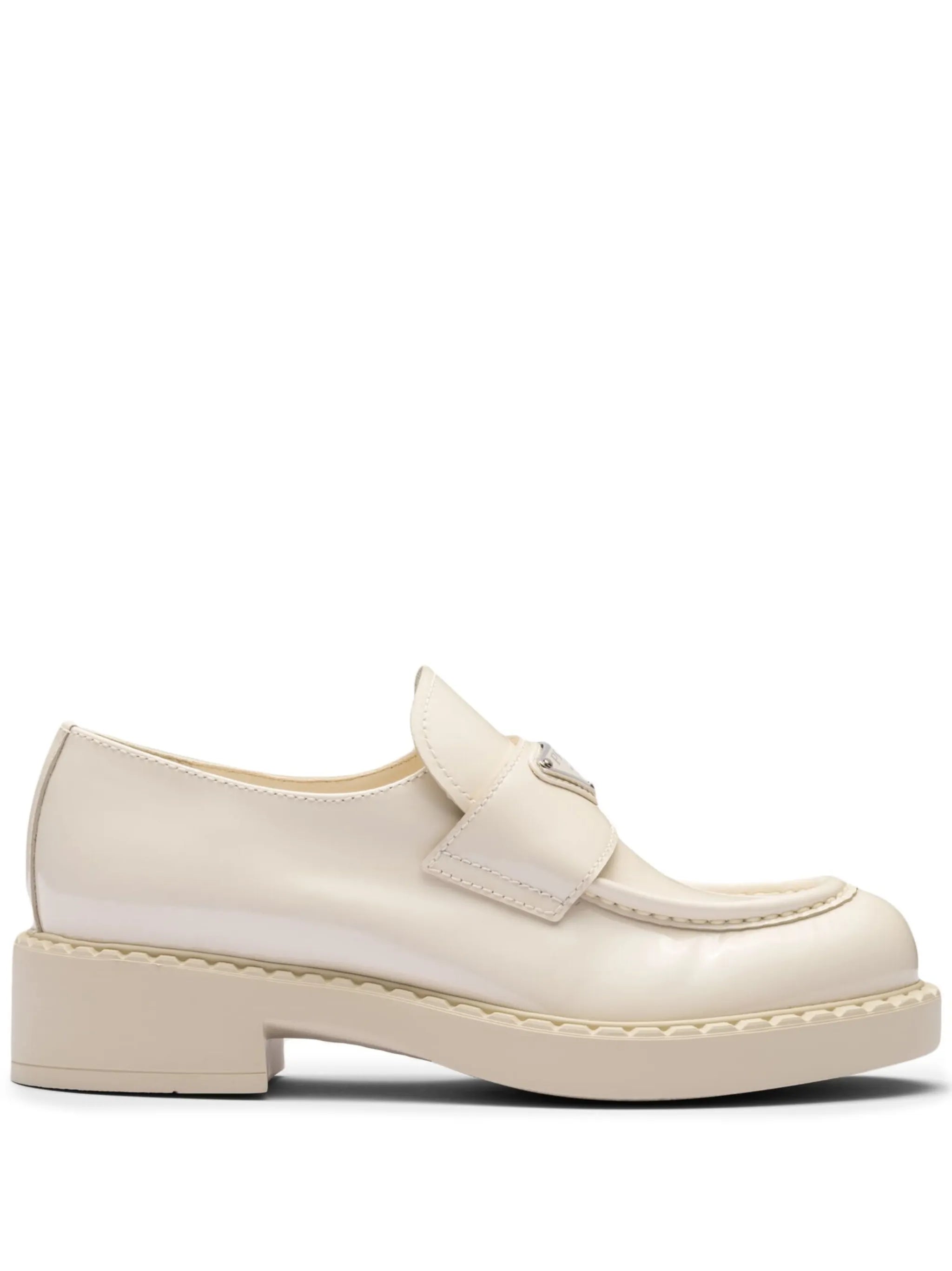 Chocolate patent leather loafers
