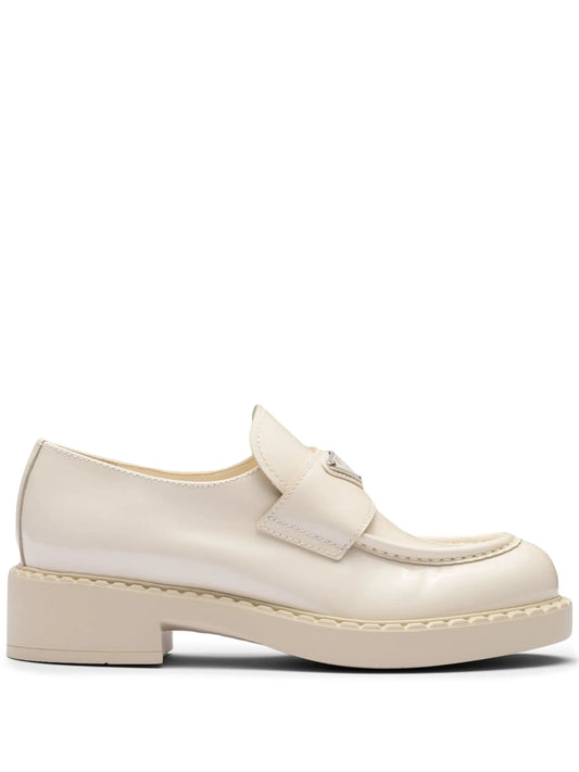 Chocolate patent leather loafers