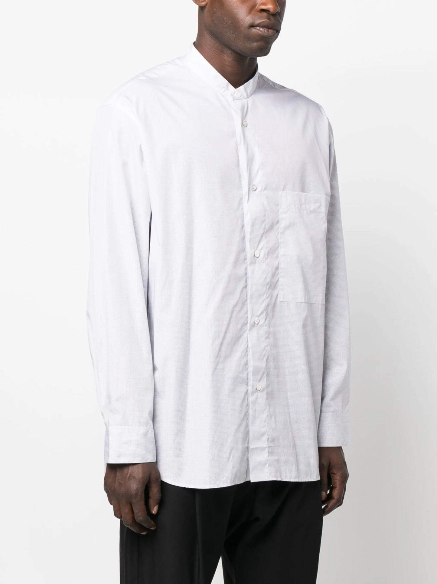 band-collar cotton shirt