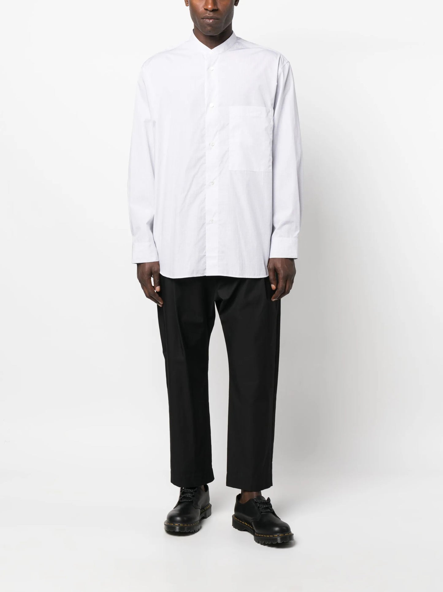 band-collar cotton shirt