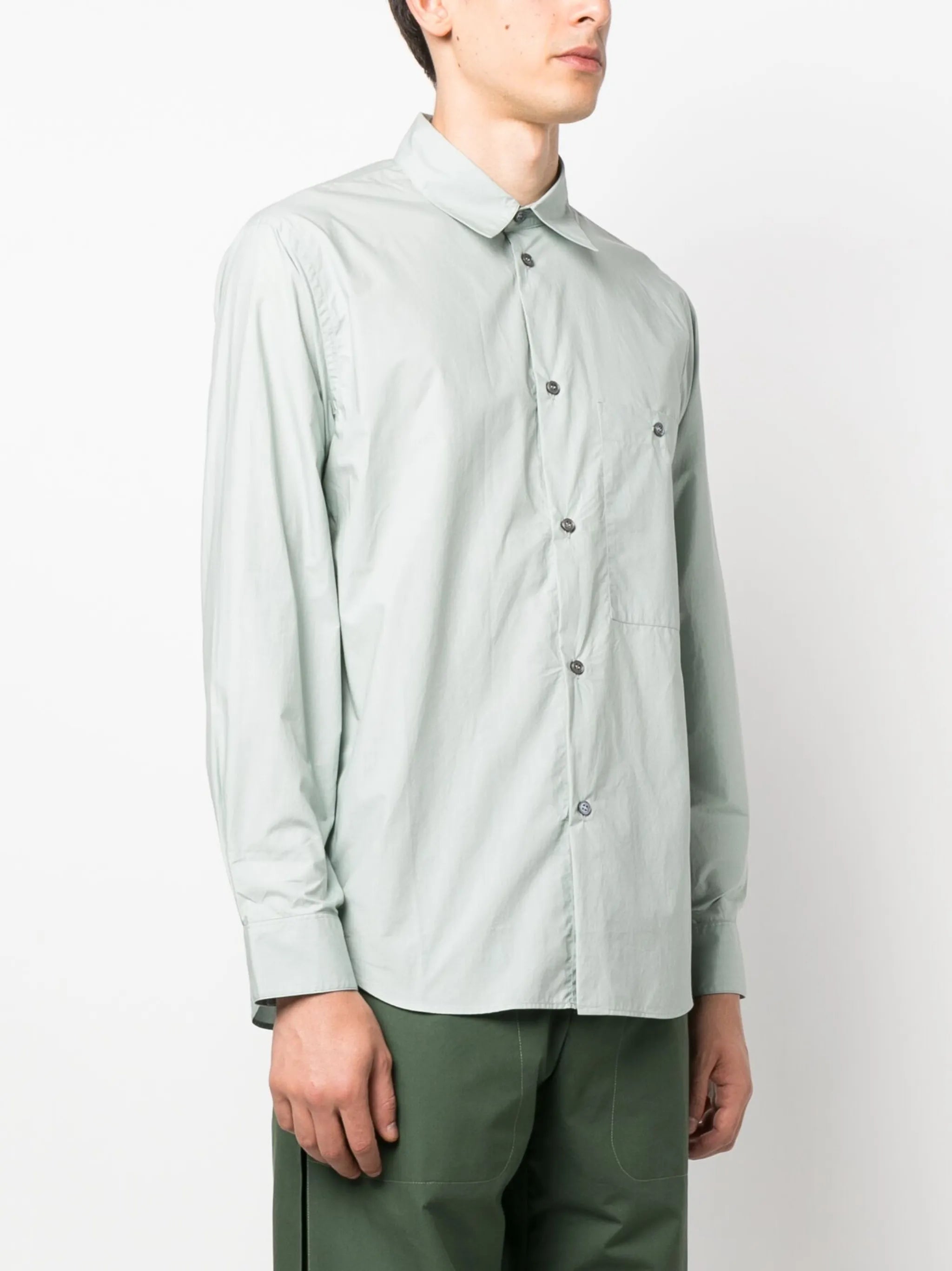 long-sleeve buttoned cotton shirt