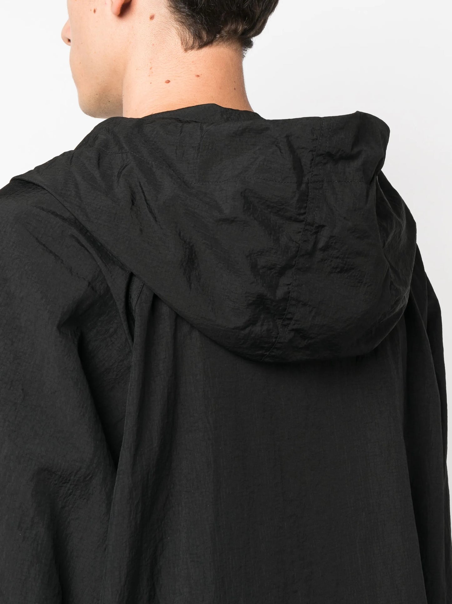 drawstring-hood zipped jacket