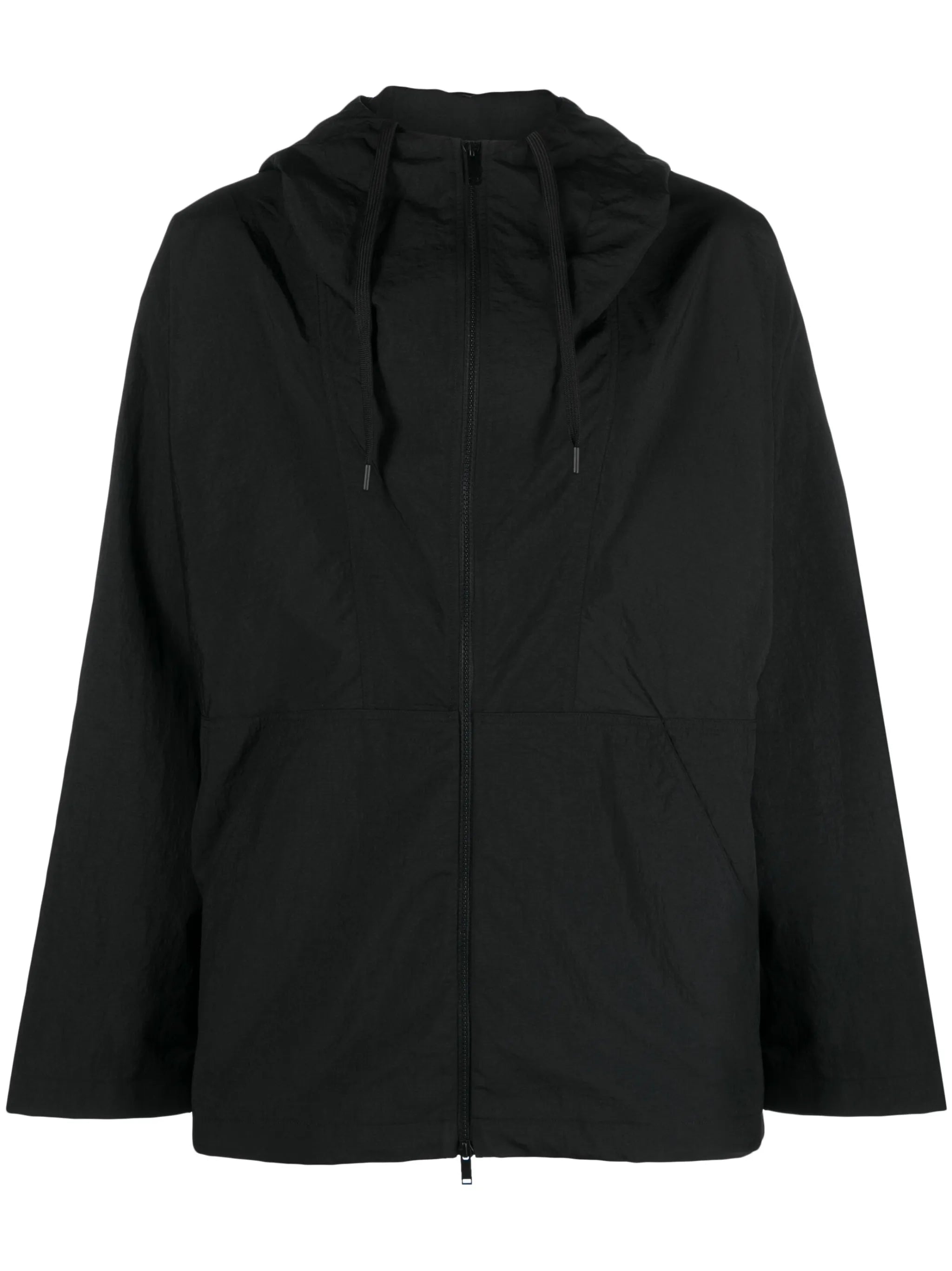 drawstring-hood zipped jacket
