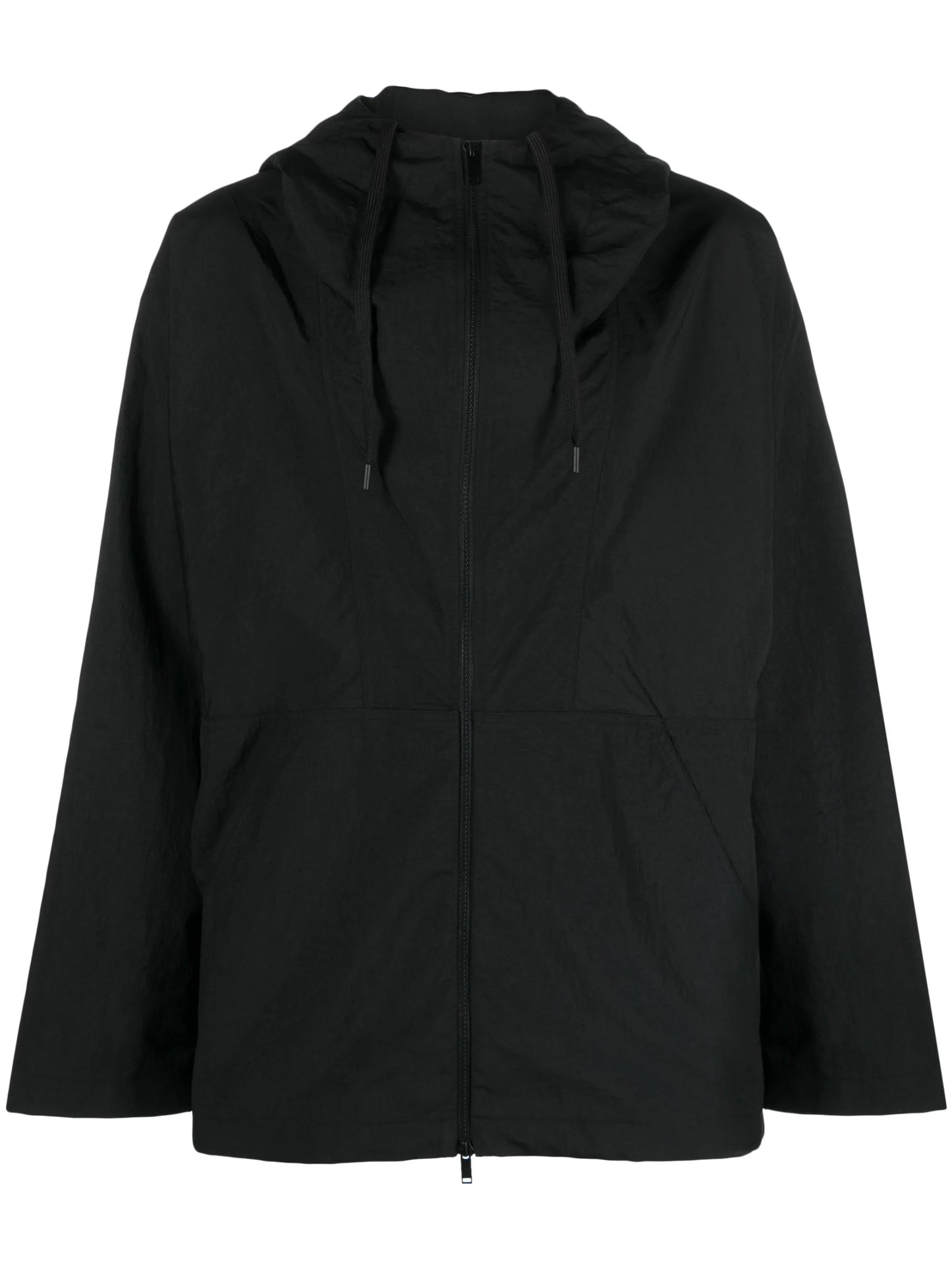 drawstring-hood zipped jacket