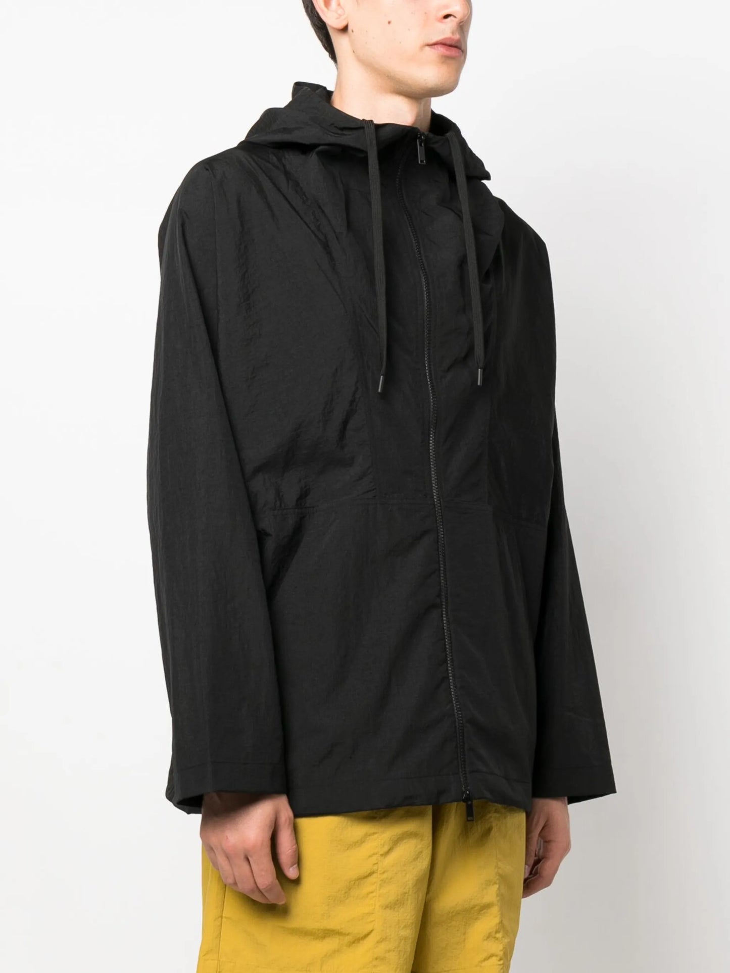 drawstring-hood zipped jacket