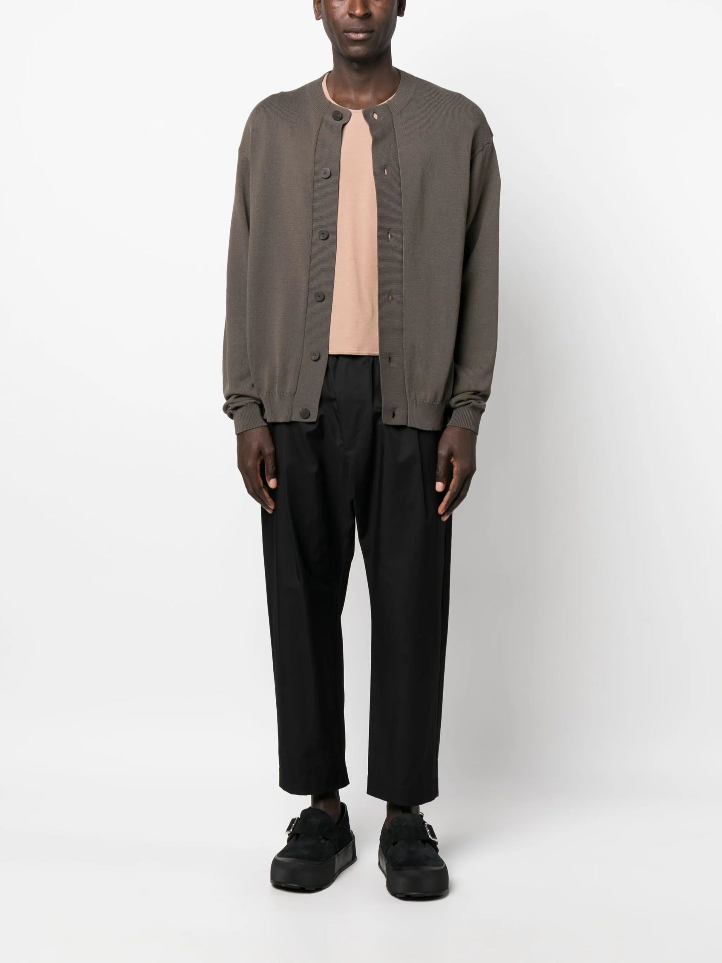 fine-knit buttoned cardigan