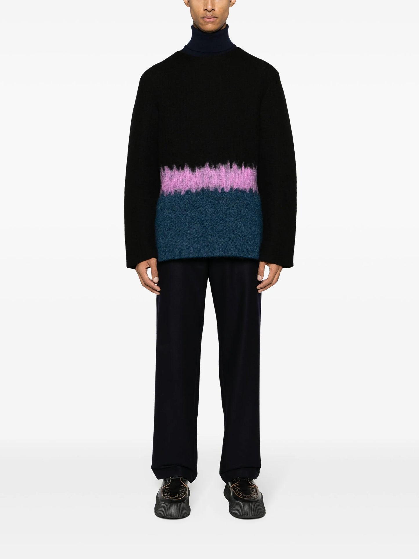 colour-block wool-blend jumper