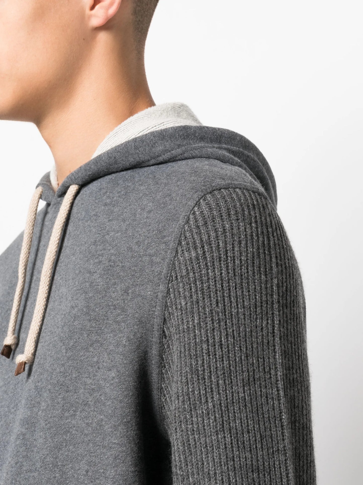panelled knitted hoodie