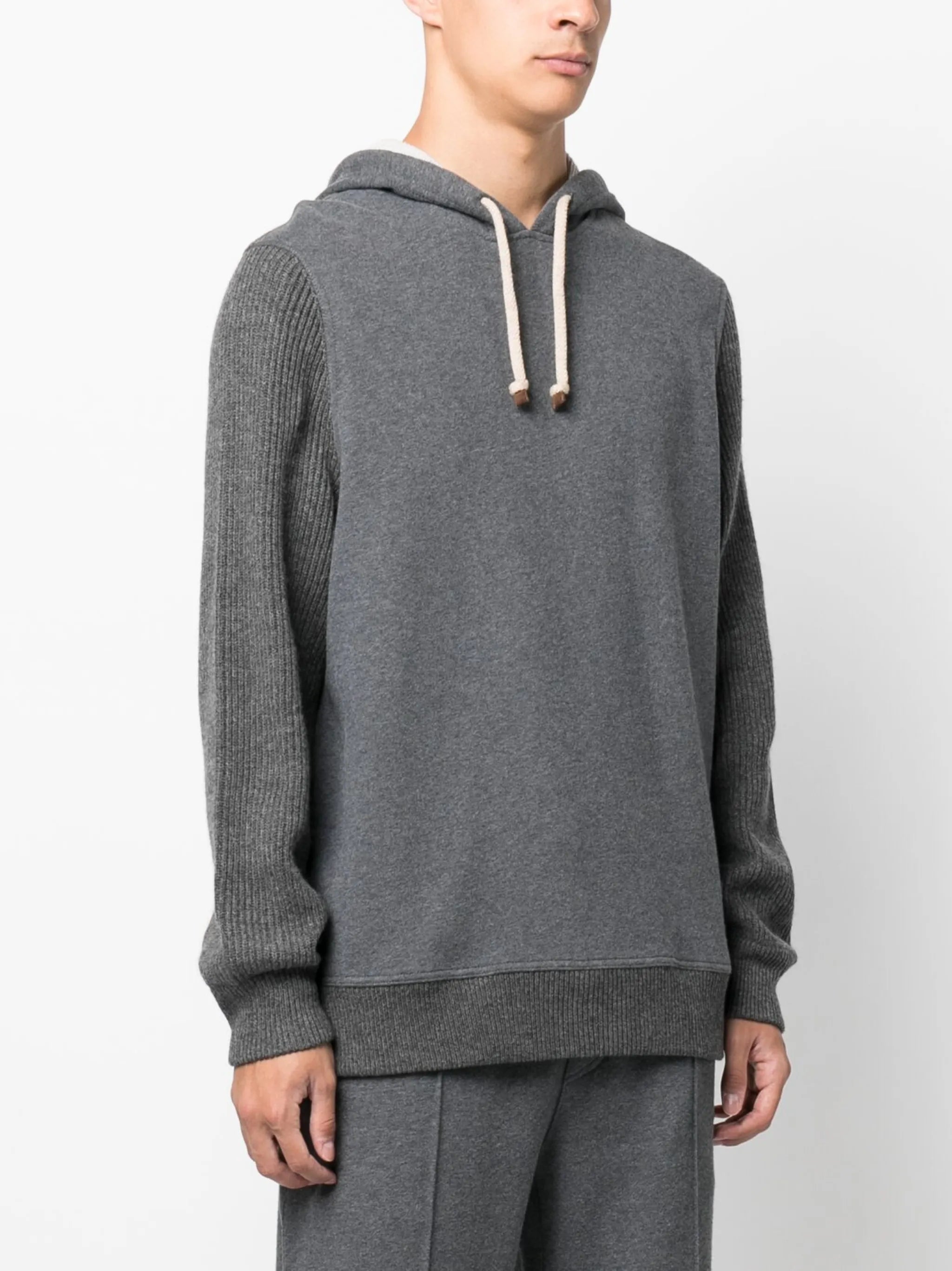 panelled knitted hoodie